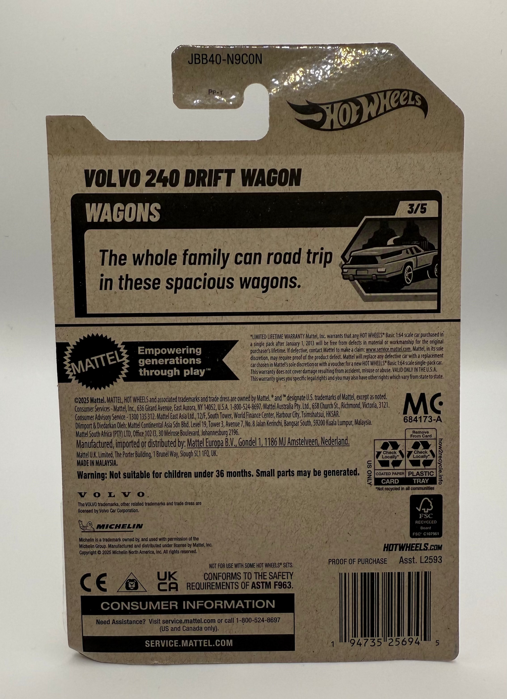 Hot Wheels 2025 Silver Volvo 240 Drift Wagon 227/250 Wagon