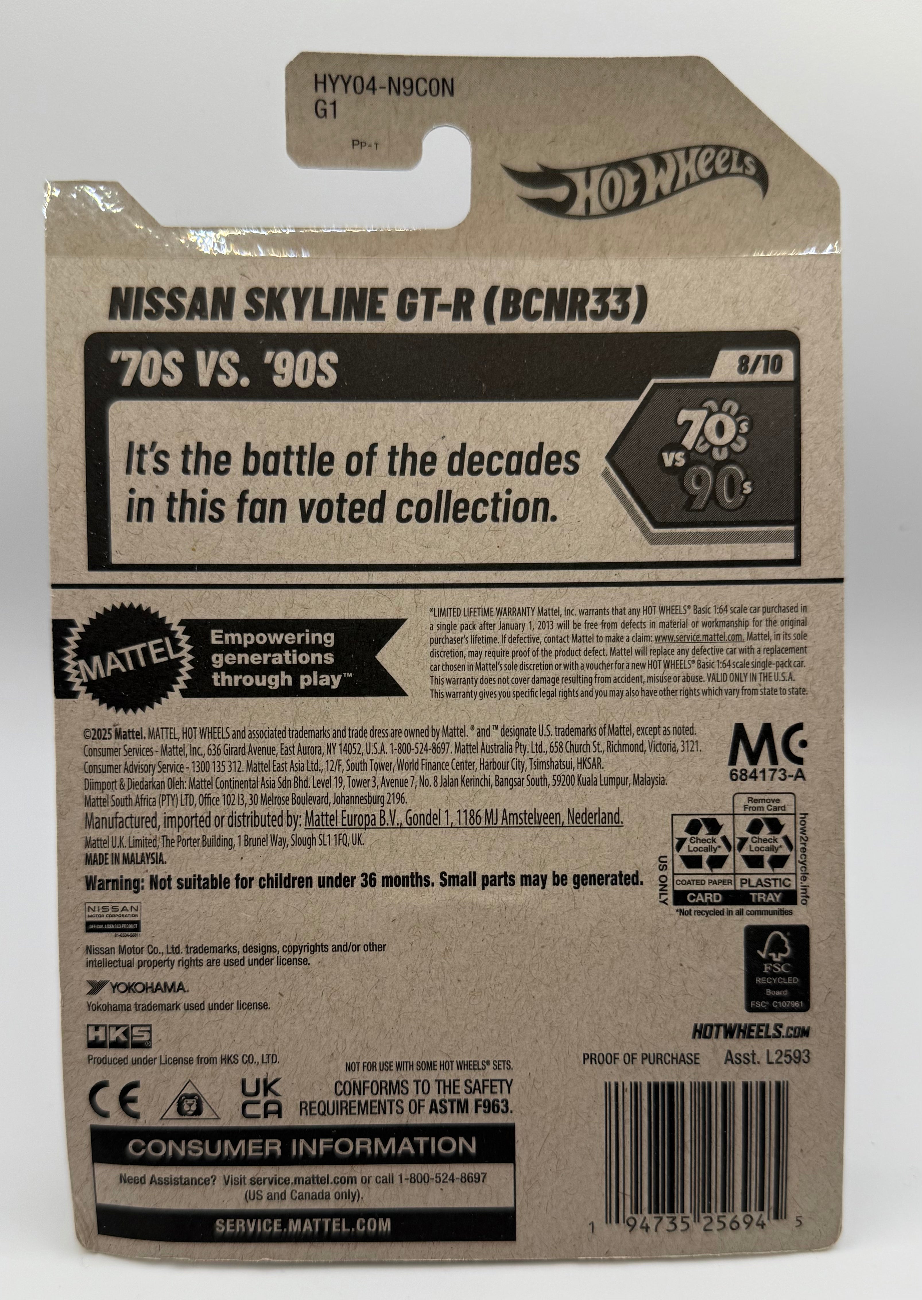 2025 Hot Wheels Nissan Skyline GT-R HKS R33 Navy Blue