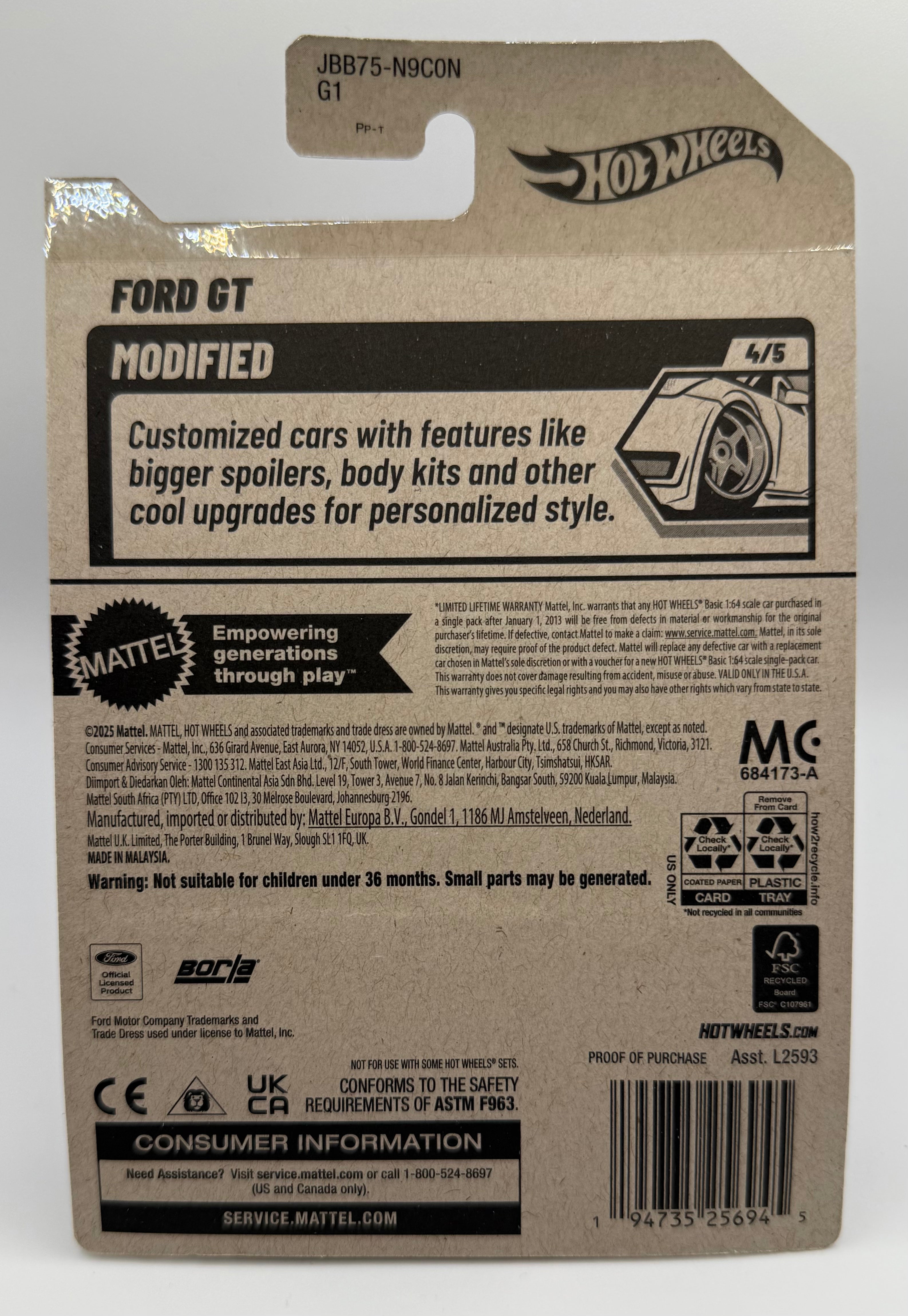 Hot Wheels 2025 N Case Ford GT Borla Black