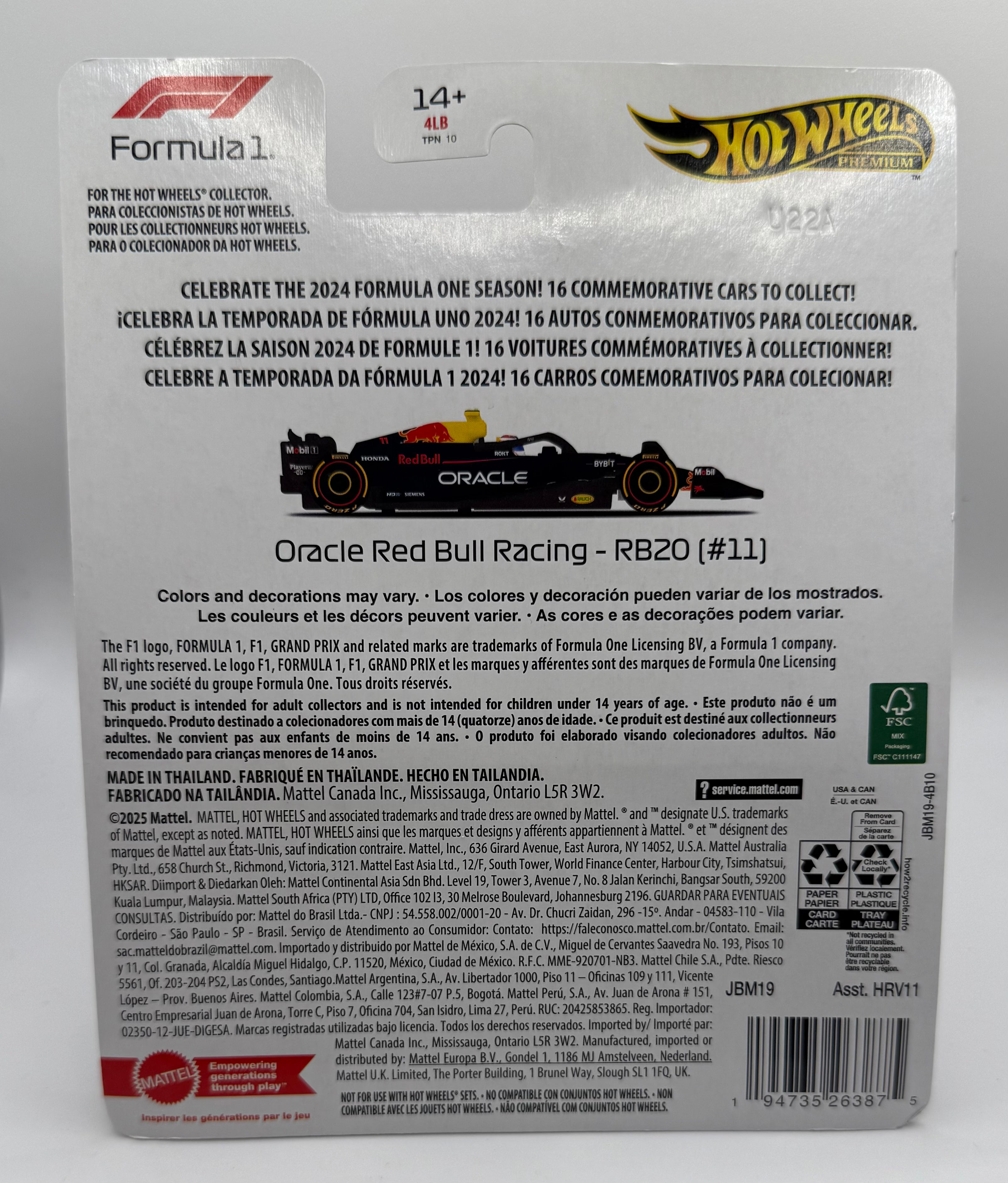 2025 HOT WHEELS Premium Oracle Red Bull Racing RB20 Formula One F1