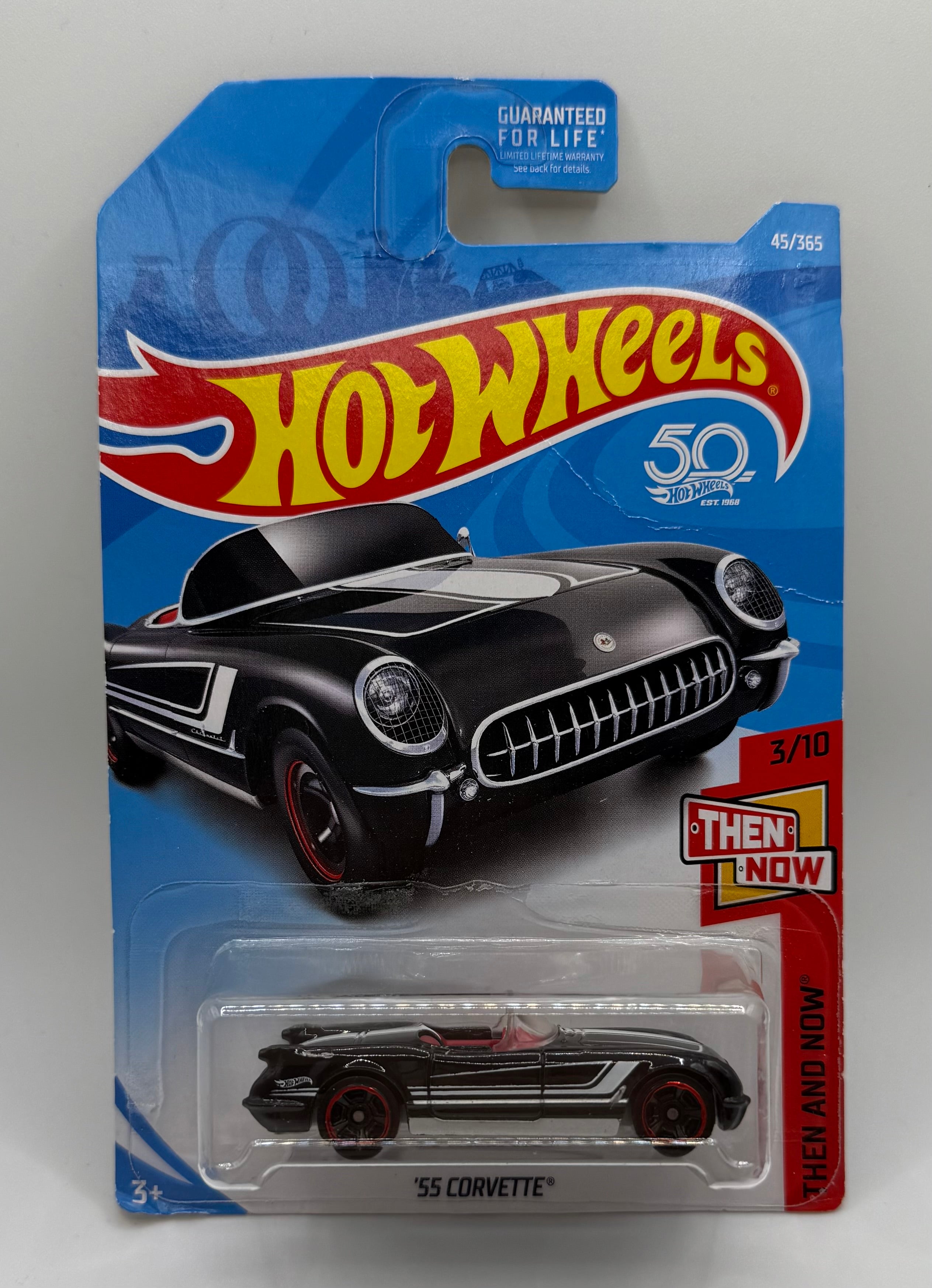 2018 Hot Wheels #45 Then & Now 3/10 '55 CORVETTE Black