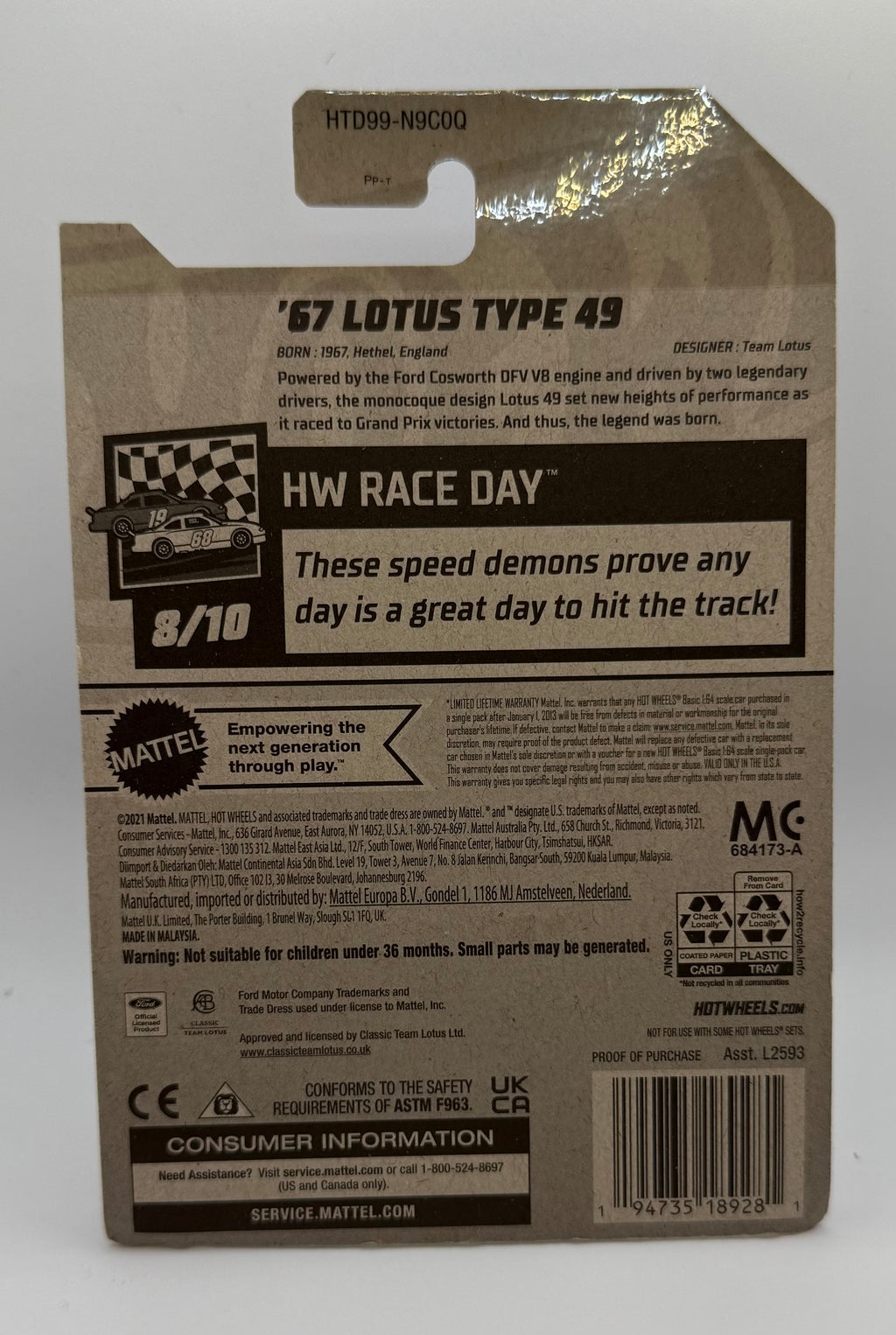 Hot Wheels 67 Lotus TYPE 49 #188 Mainline 2024