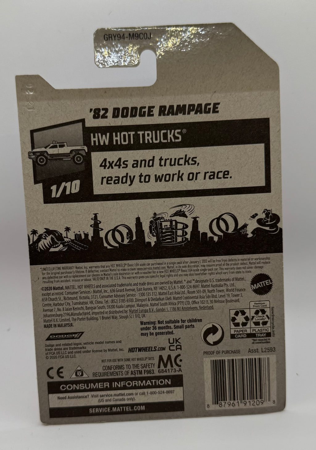 2020 HOT WHEELS VHTF '82 DODGE RAMPAGE HW HOT TRUCKS 175/250