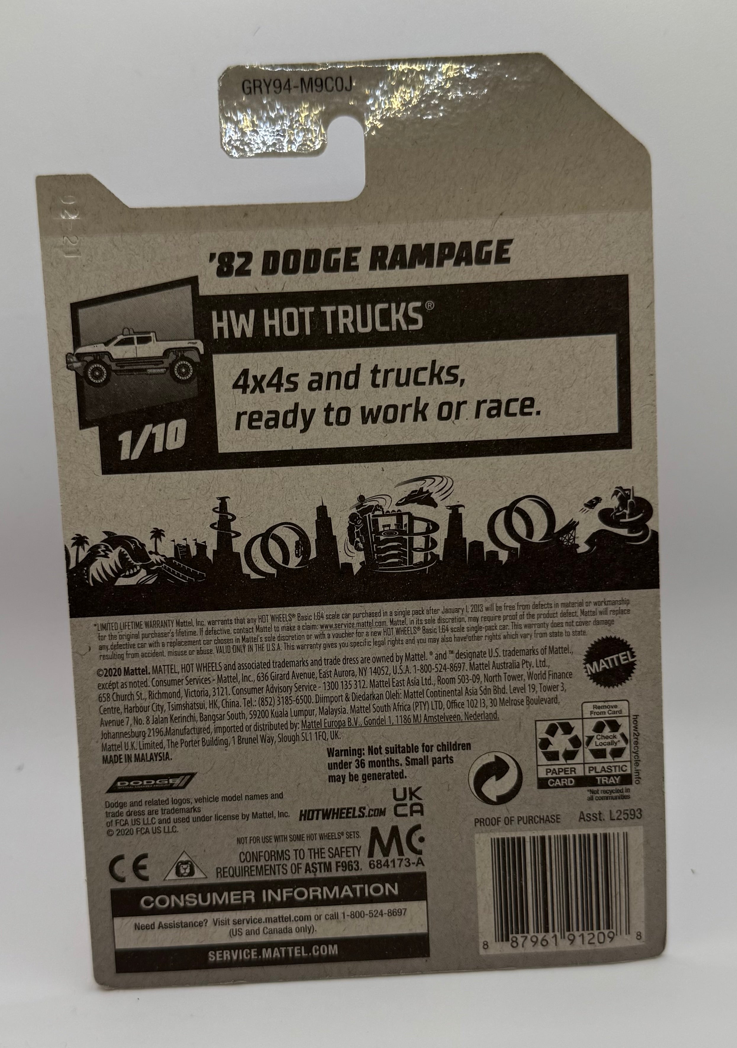 2020 HOT WHEELS VHTF '82 DODGE RAMPAGE HW HOT TRUCKS 175/250