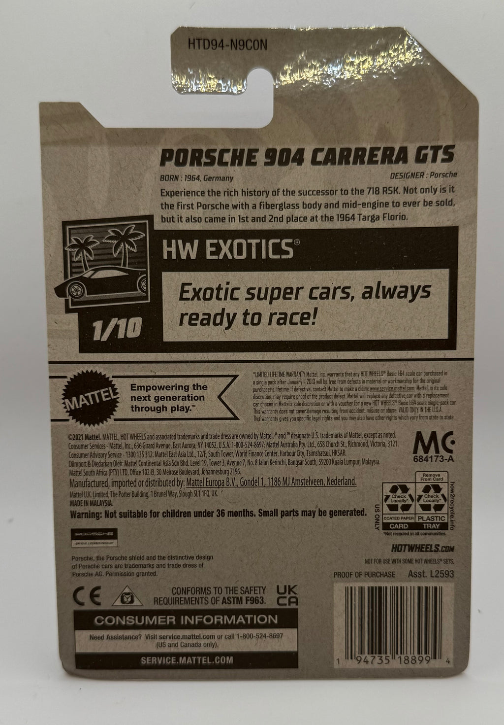 2024 Hot Wheels HW Exotics PORSCHE 904 CARRERA GTS