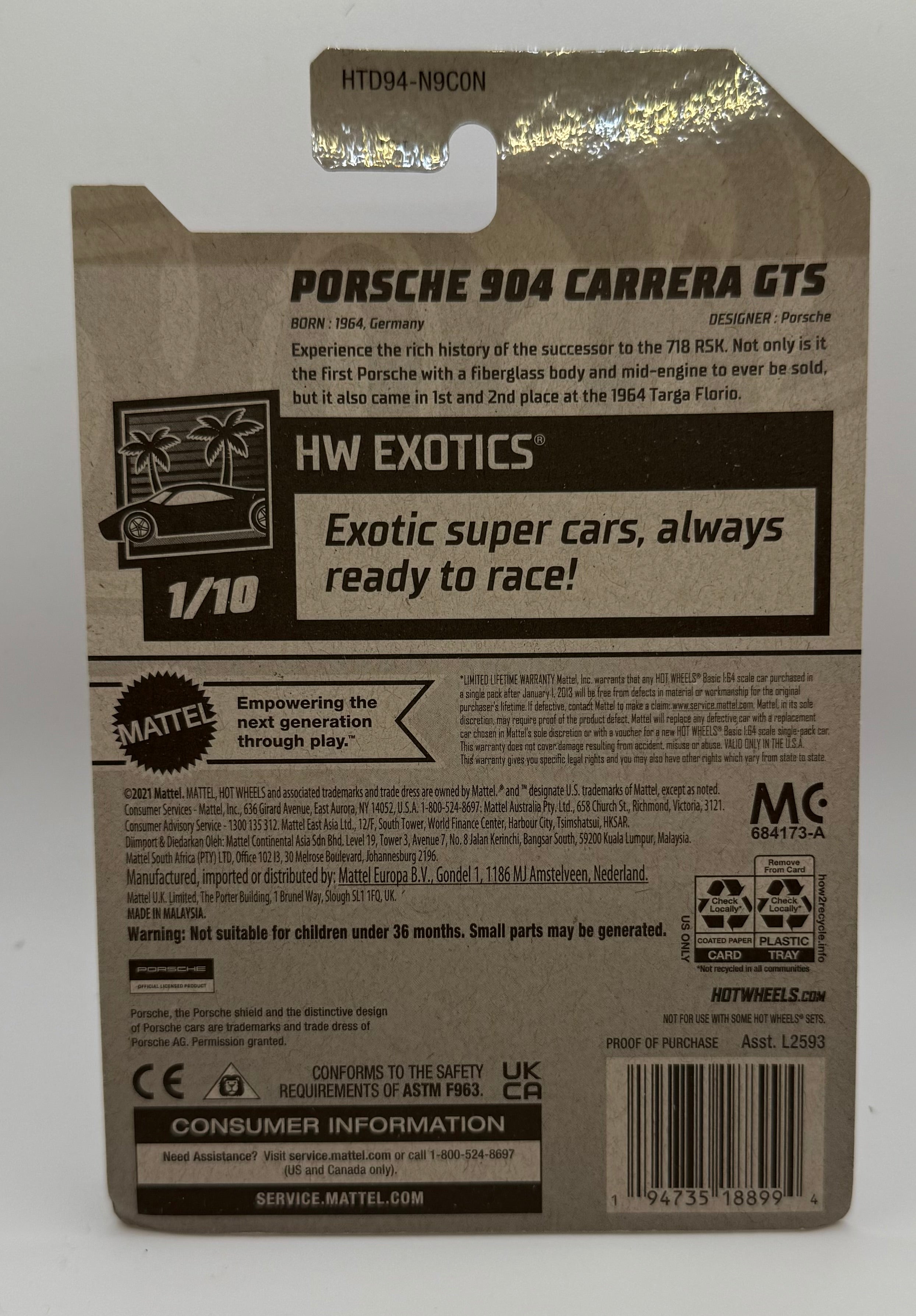 2024 Hot Wheels HW Exotics PORSCHE 904 CARRERA GTS
