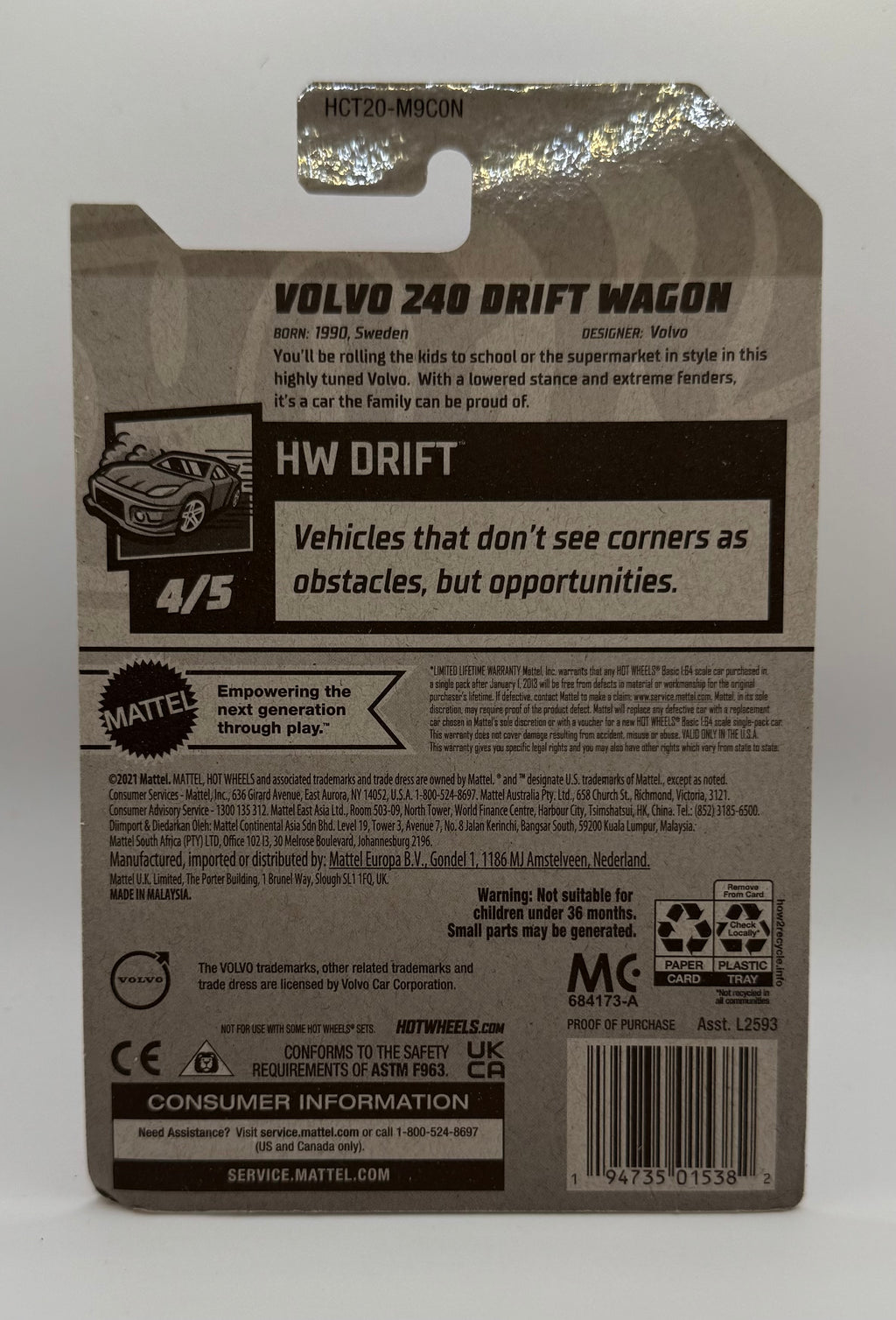 2022 Hot Wheels Maroon Volvo 240 Drift Wagon 232 HW Drift