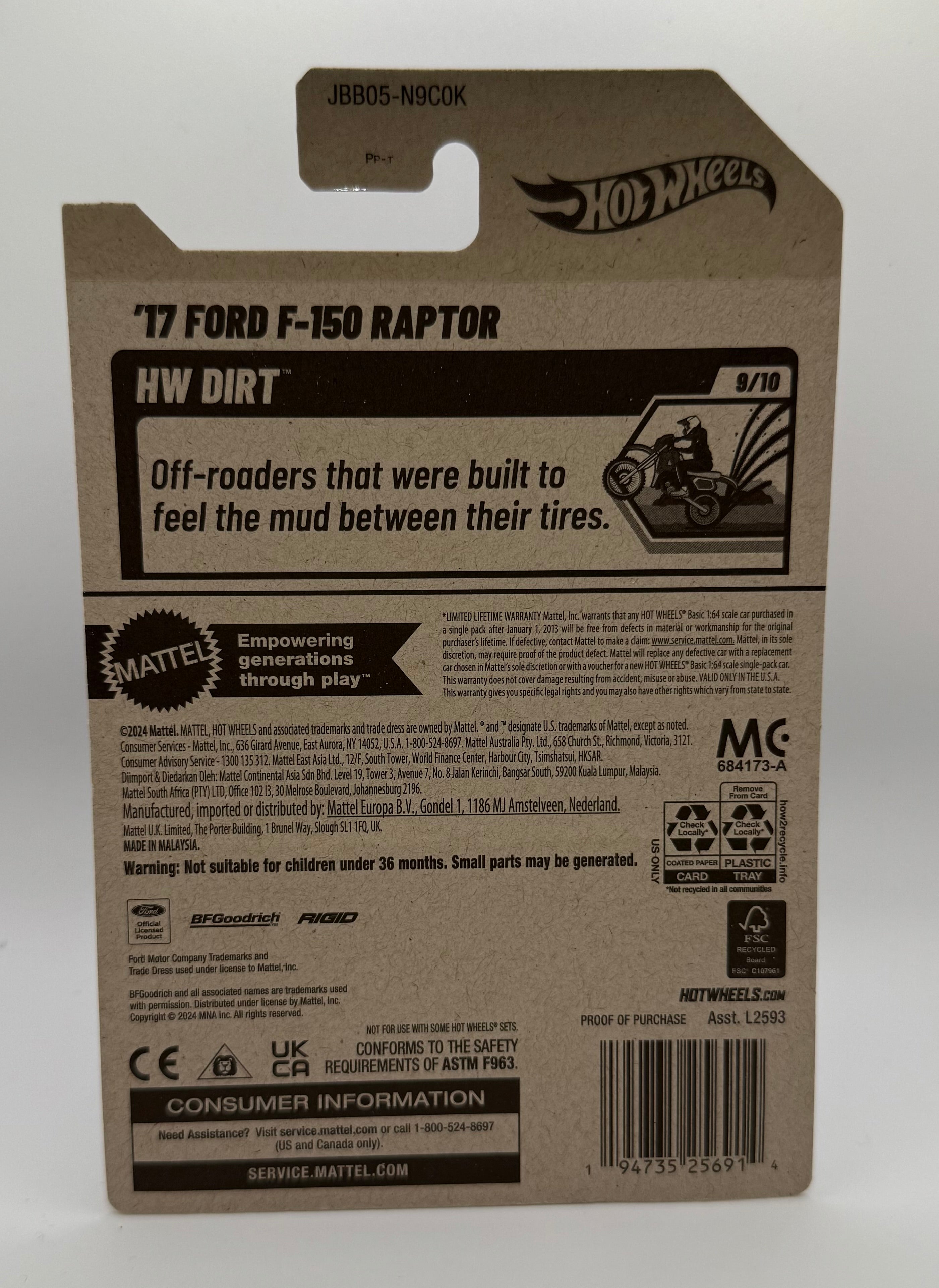 2025 HOT WHEELS '17 Ford F-150 Raptor