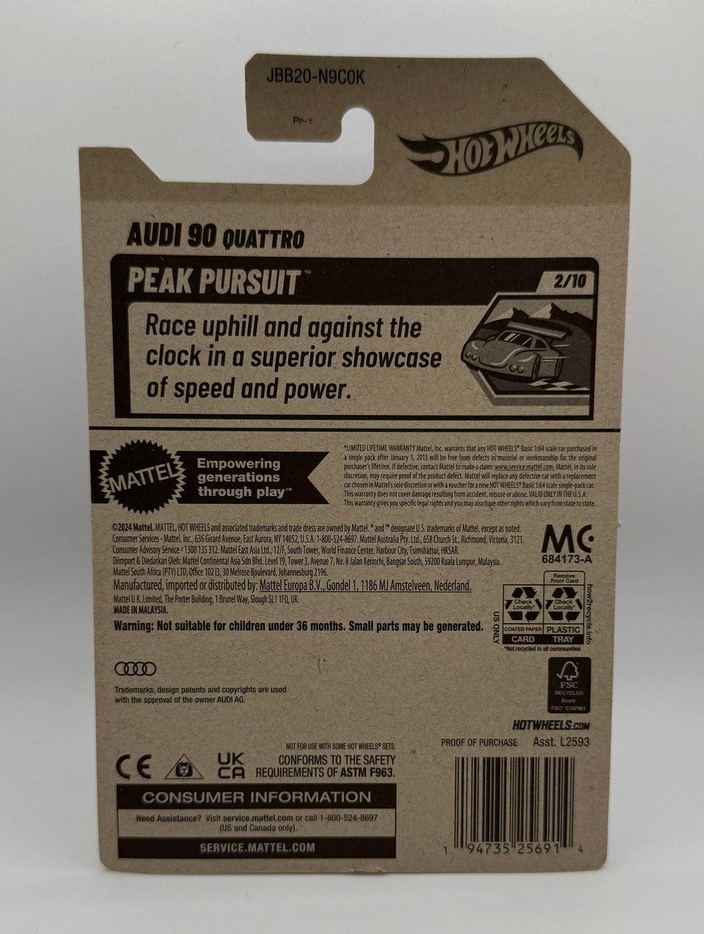 Hot Wheels 91 Audi 80 Quattro #199/250