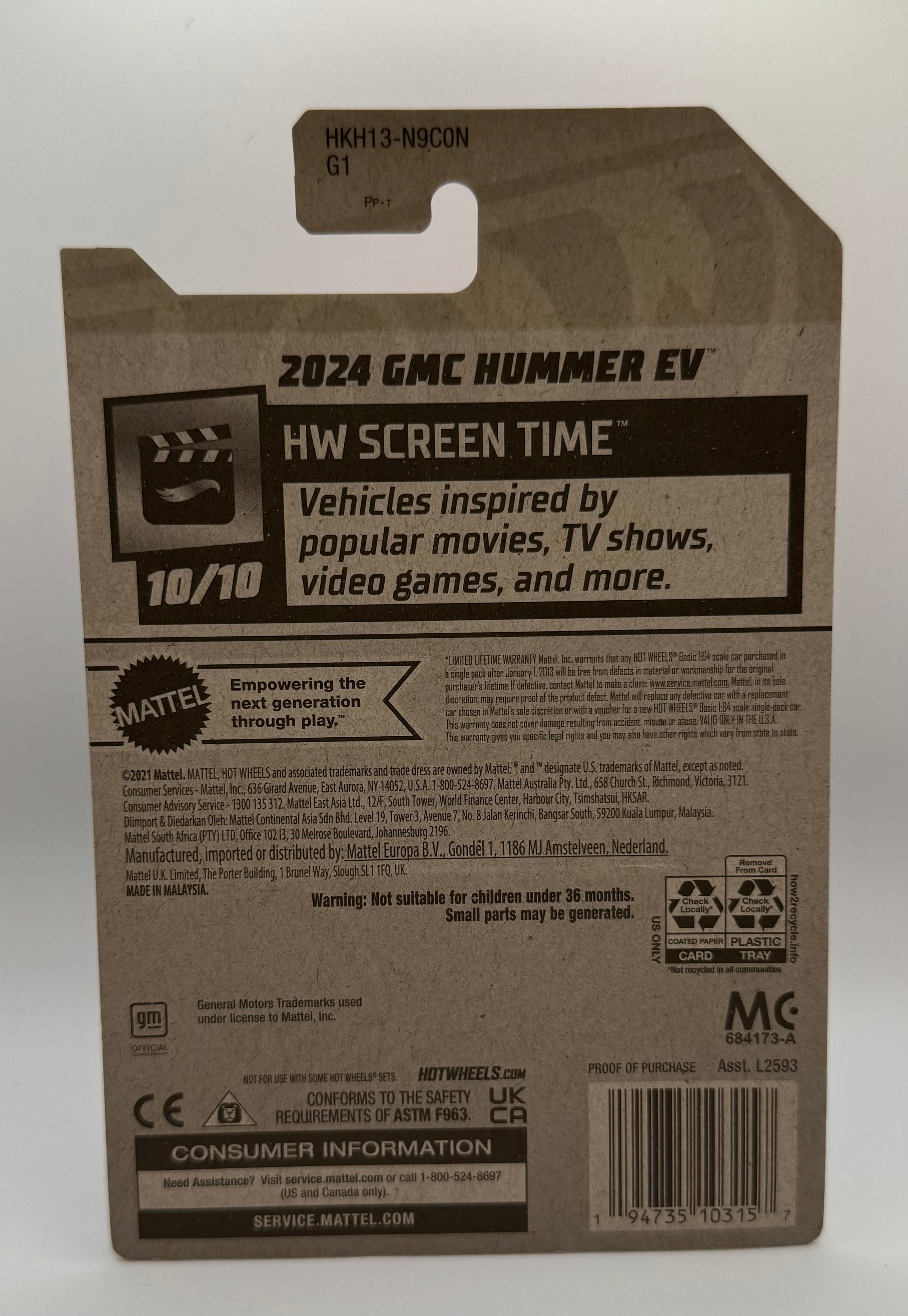 Hot Wheels 2024 GMC Hummer EV Barbie Movie Card HW Screen Time