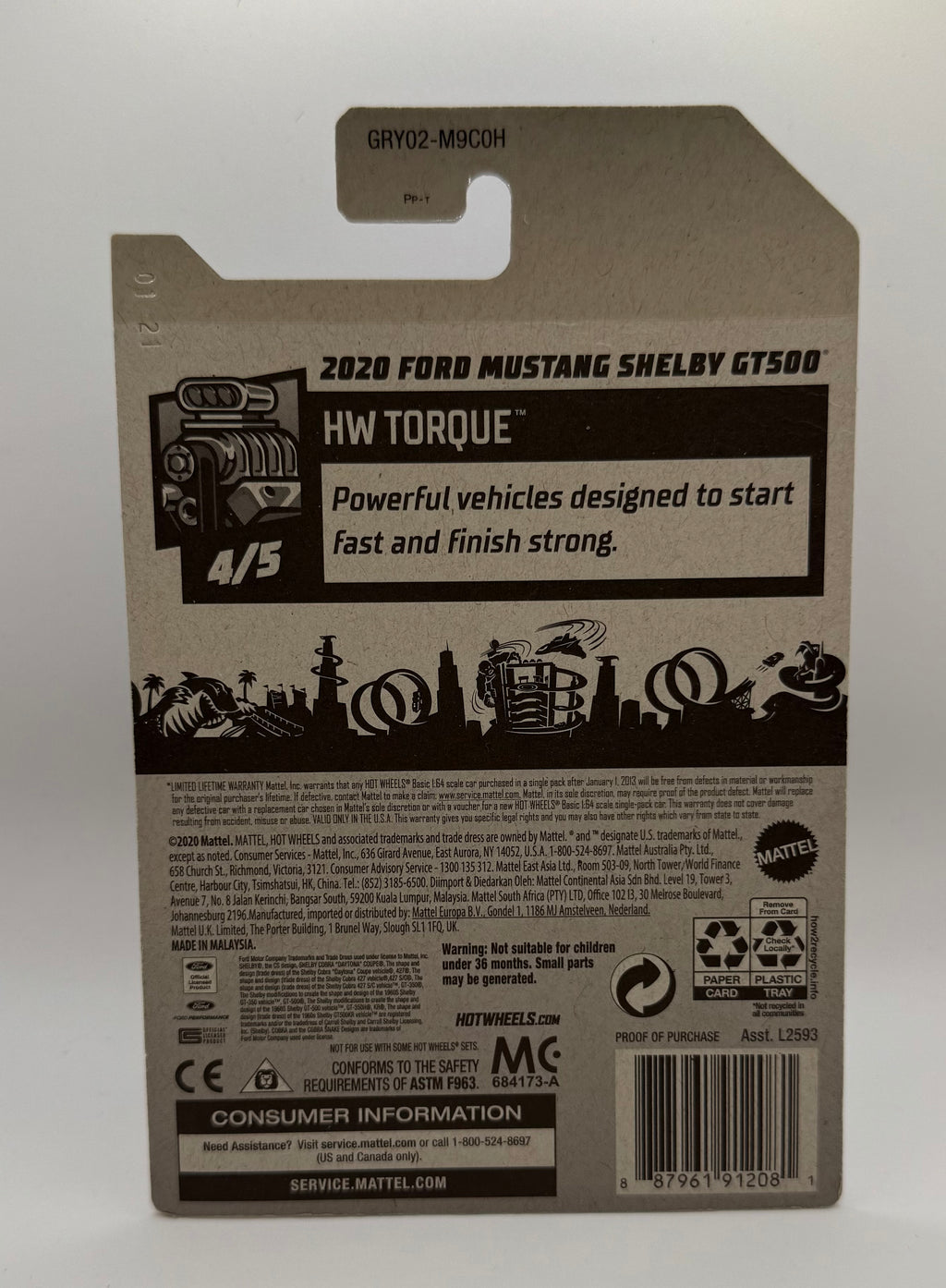 2021 Hot Wheels 2020 FORD MUSTANG SHELBY GT500 Yellow