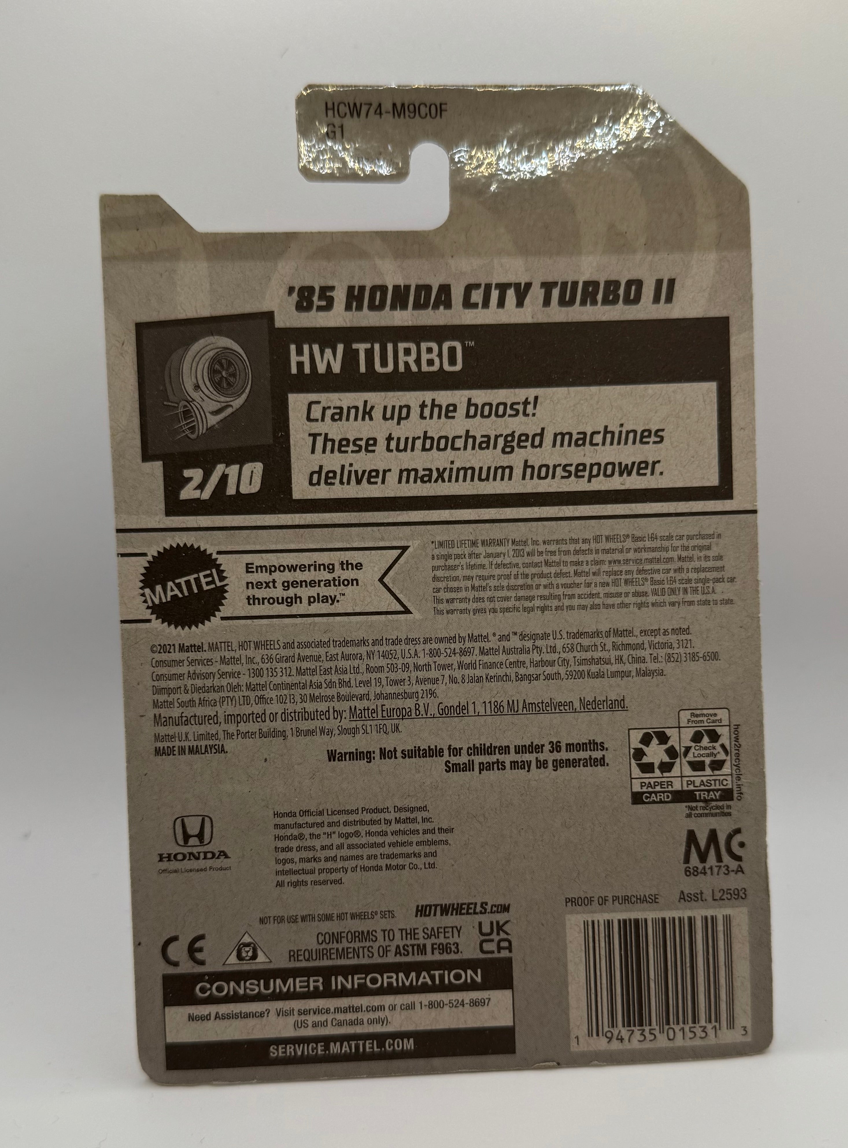 Hot Wheels 2022 #13 - ‘85 Honda City Turbo II (Blue)