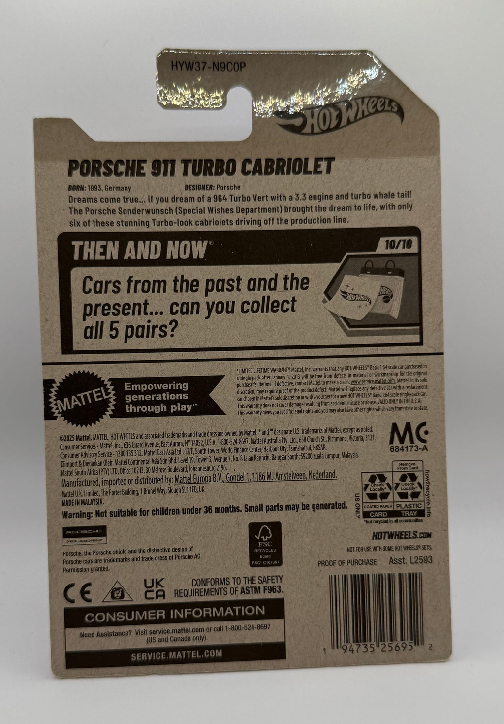 2025 Hot Wheels ~ Porsche 911 Turbo Cabriolet #239