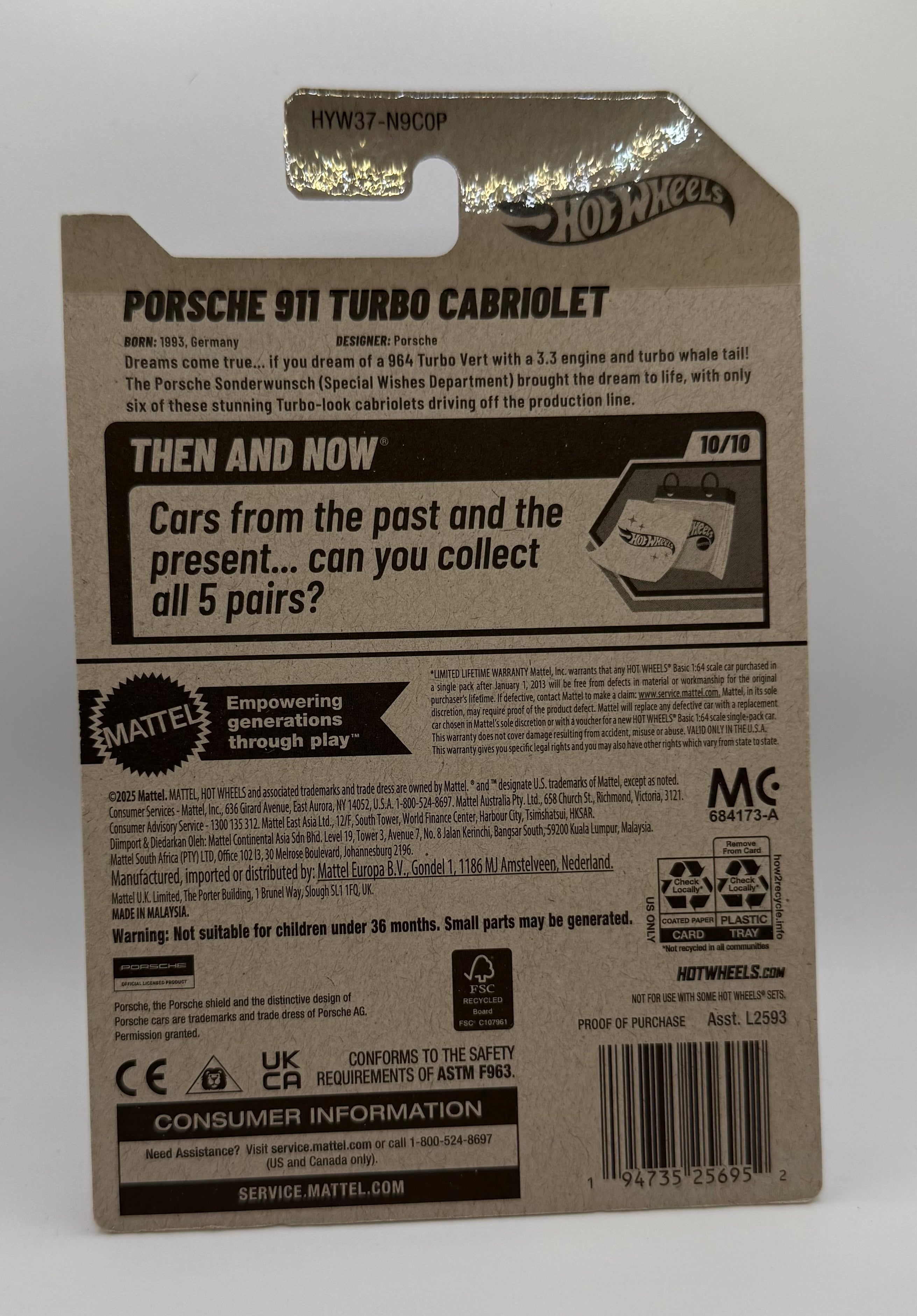 2025 Hot Wheels ~ Porsche 911 Turbo Cabriolet #239