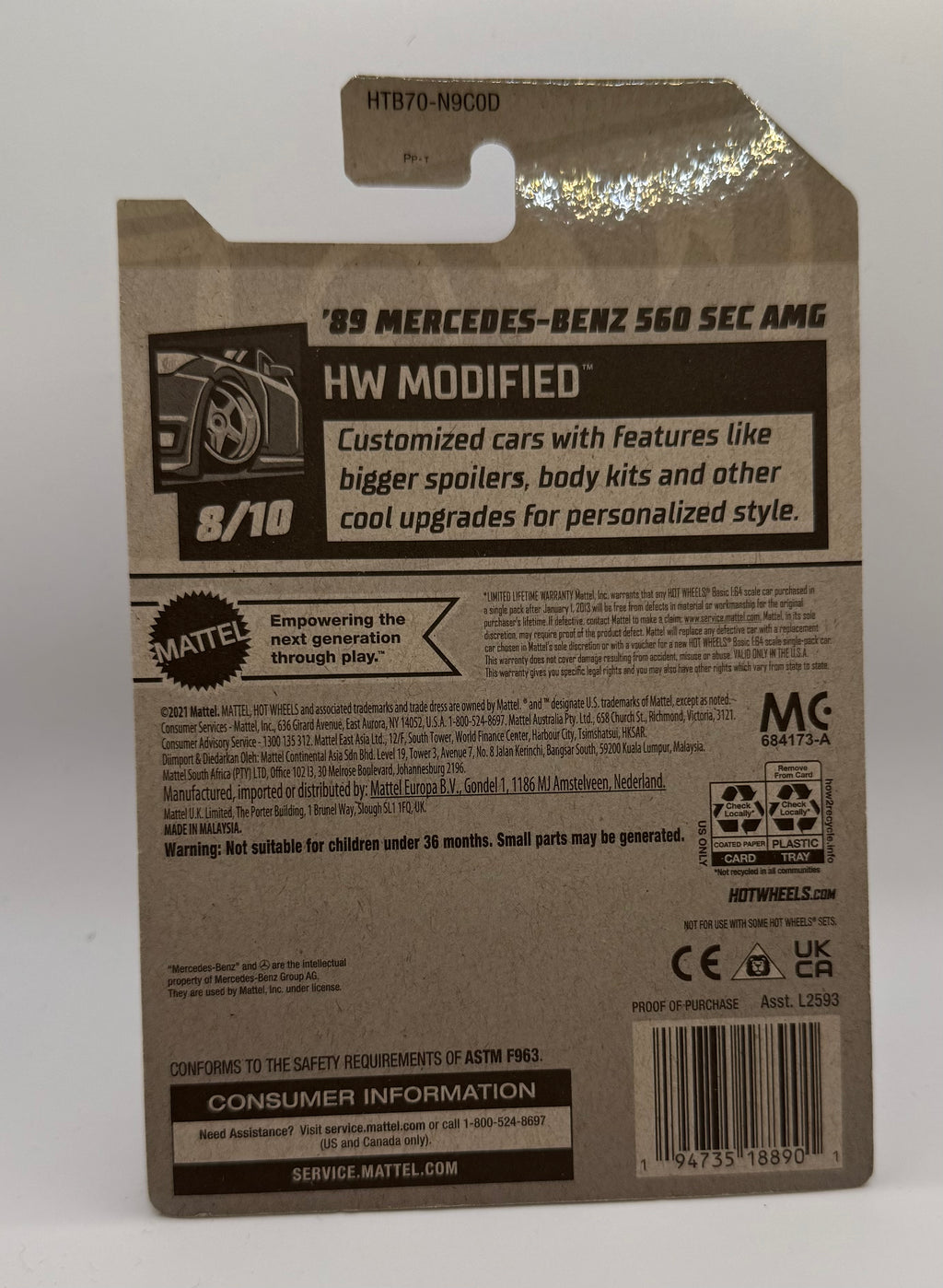 Hot Wheels '89 Mercedes-Benz 560 SEC AMG HW Modified Red
