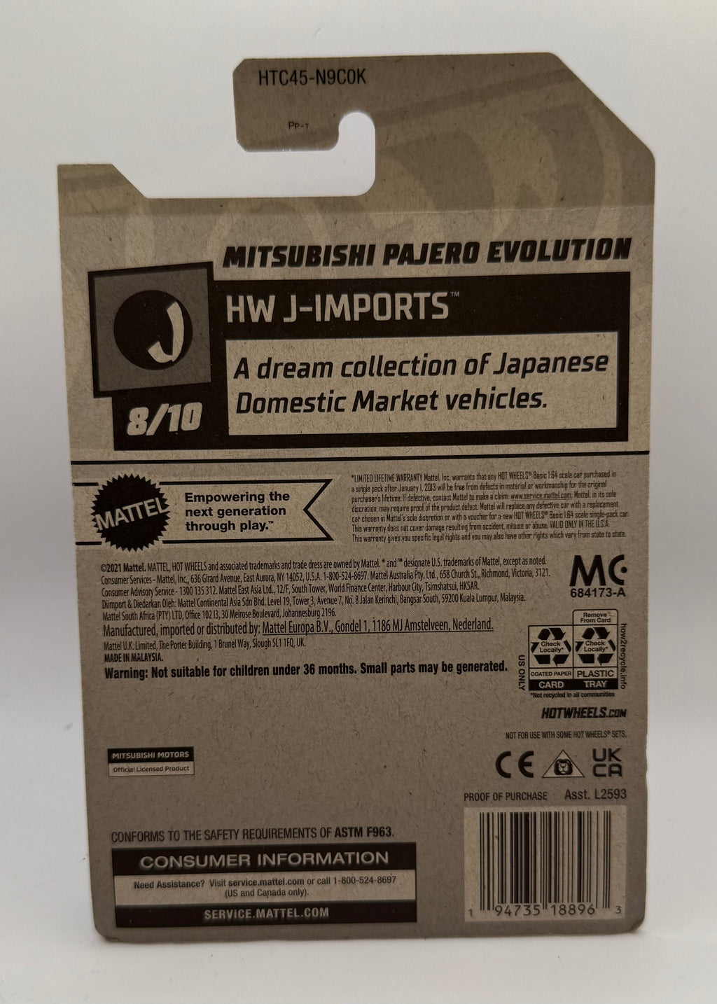 2024 Hot Wheels Mitsubishi Pajero Evolution Orange