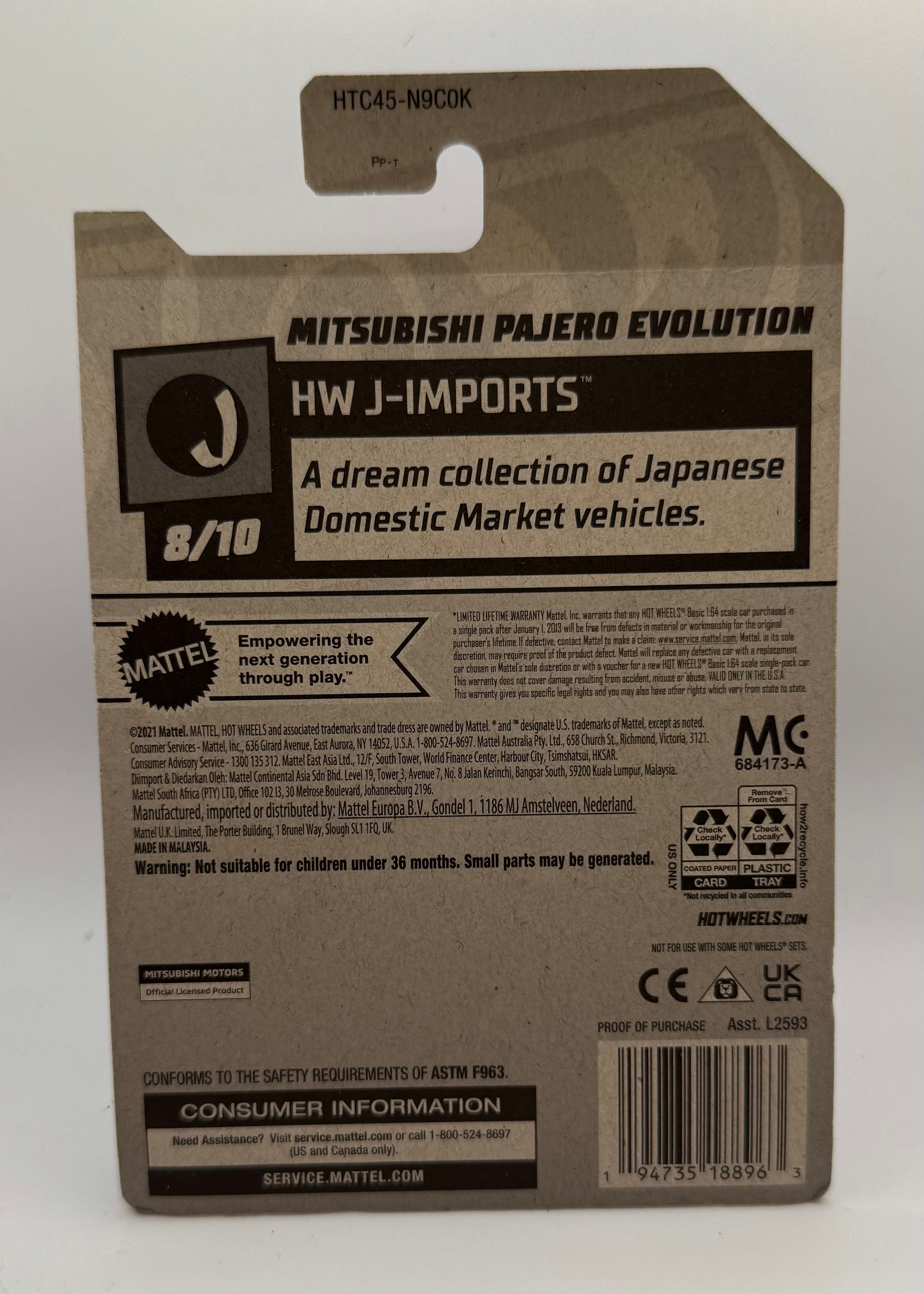 2024 Hot Wheels Mitsubishi Pajero Evolution Orange