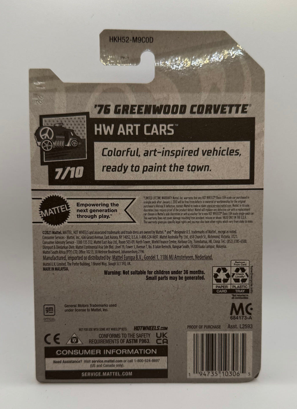 2023 Hot Wheels HW Art Cars '76 Greenwood Corvette #65 yellow