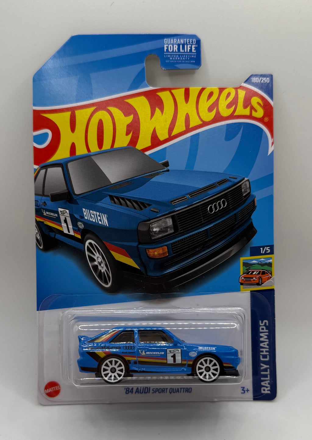 Hot Wheels Rally Champs 1/5 '84 Audi Sport Quattro 180/250 Blue