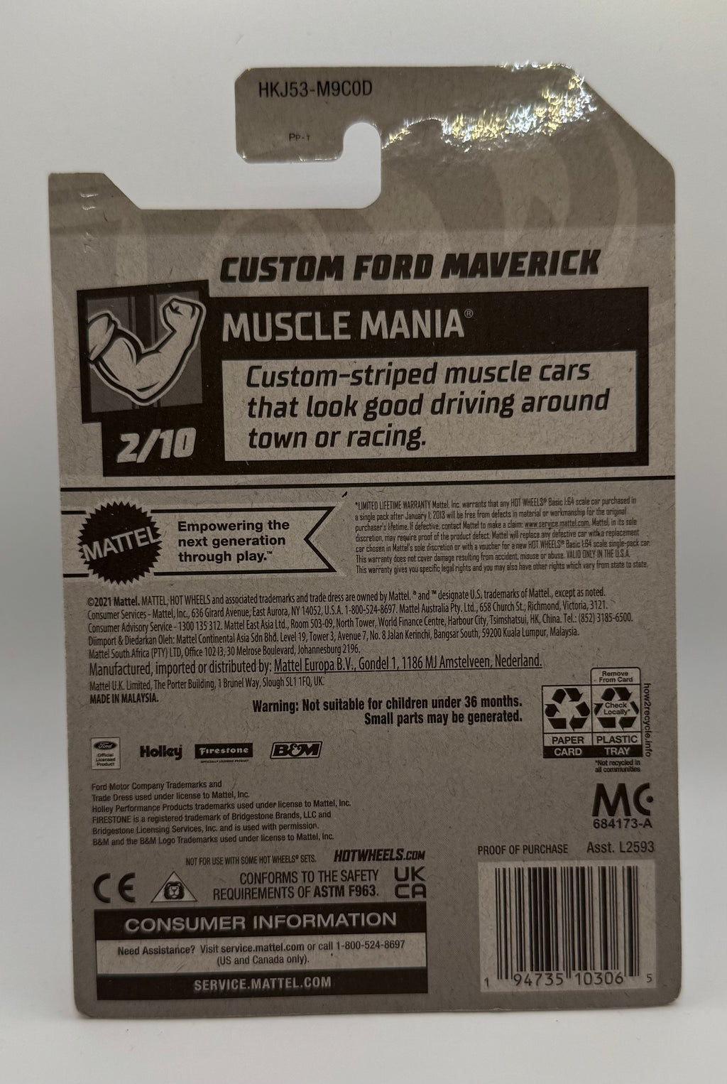 Mattel Hot Wheels Custom Ford Maverick #99/250 Muscle Mania #2/10 Teal