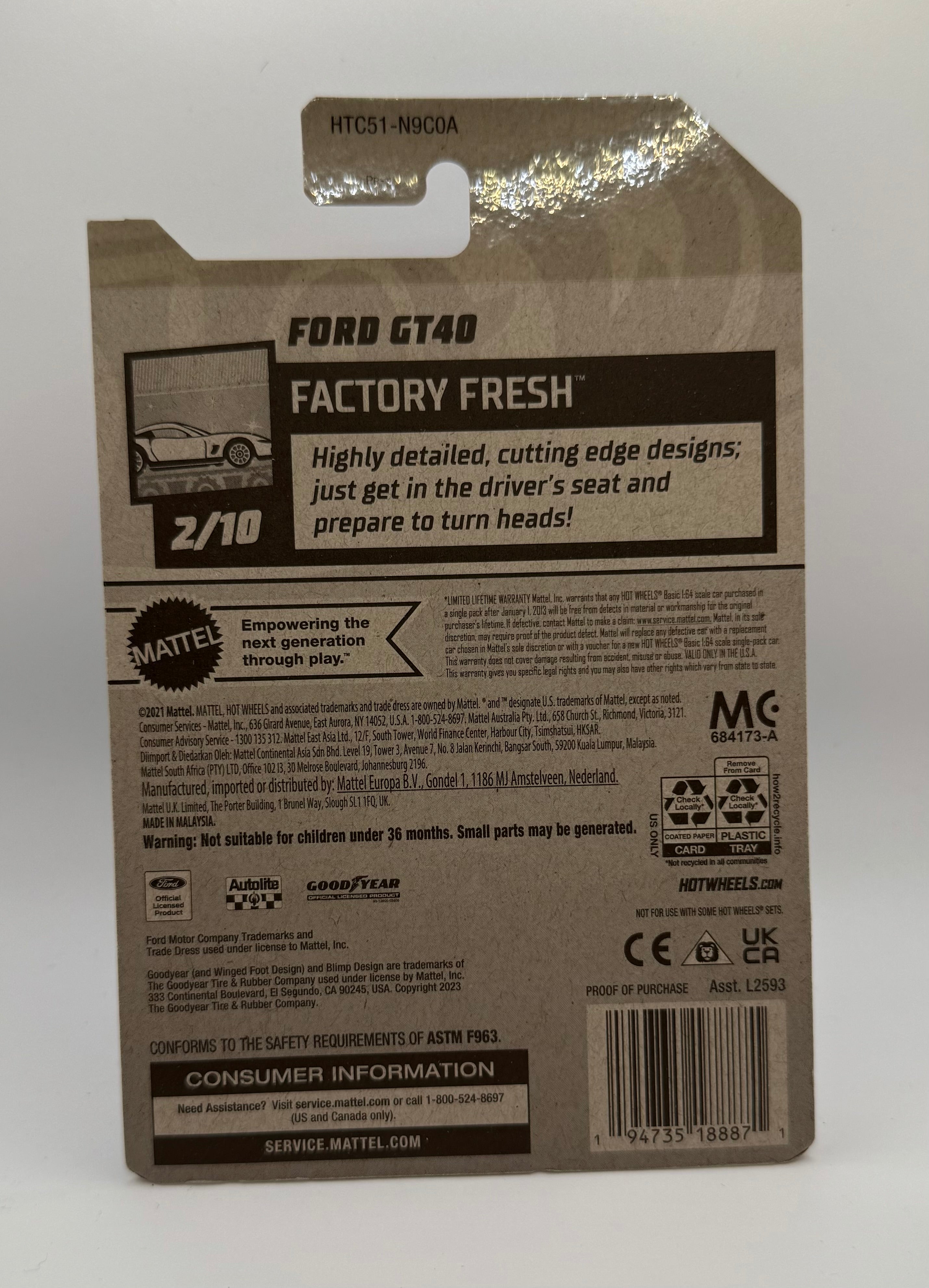 2024 Hot Wheels Factory Fresh Ford GT40 White