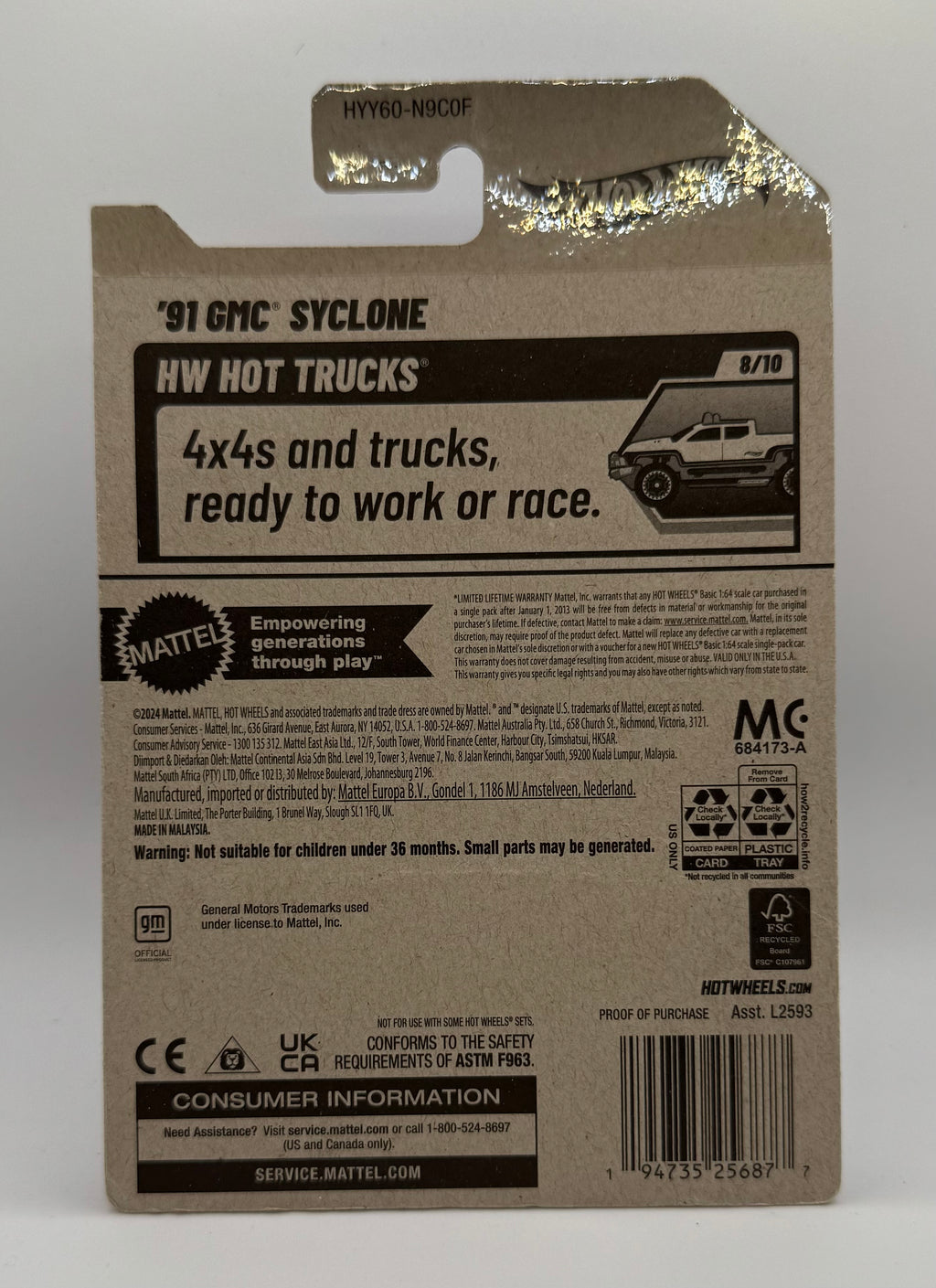 2025 Hot Wheels Main Line 1991 GMC Syclone Purple