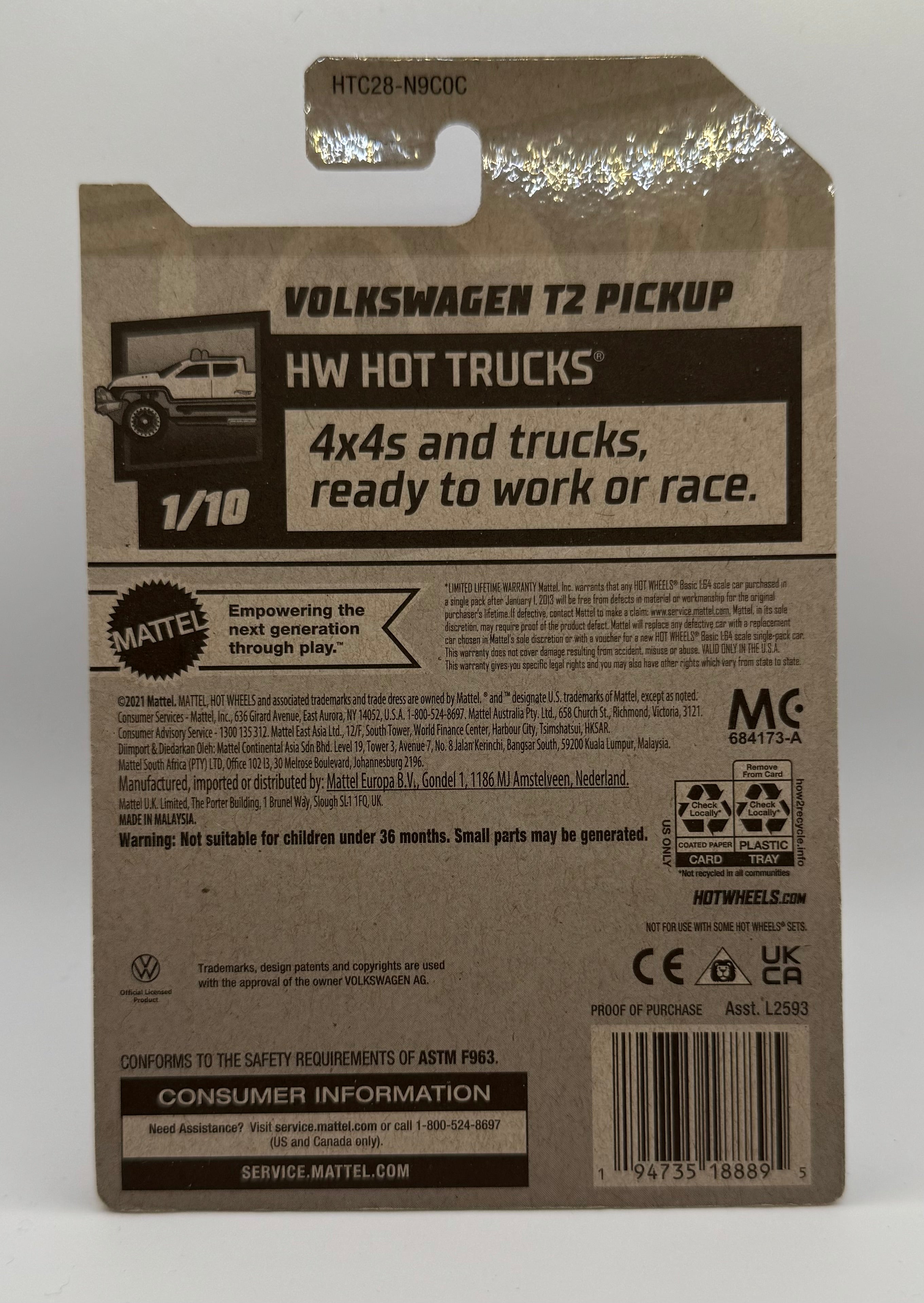 Hot Wheels HW Hot Trucks Series Blue/Gray Volkswagen T2 Pickup