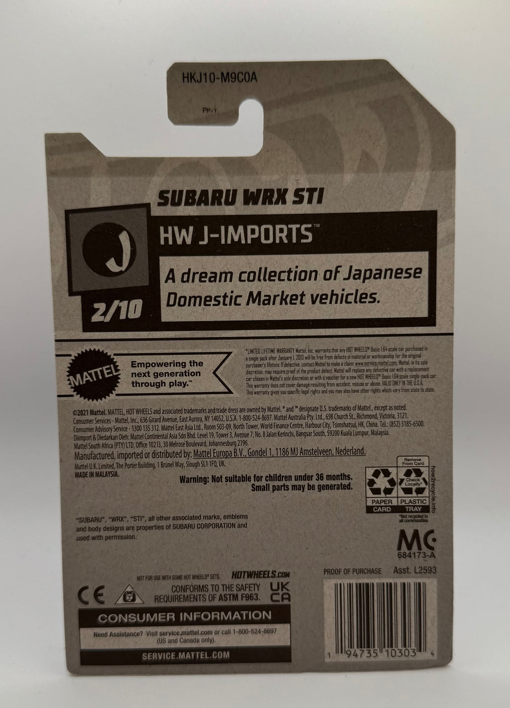 Hot Wheels JDM Subaru WRX STI Blue HW J-Imports