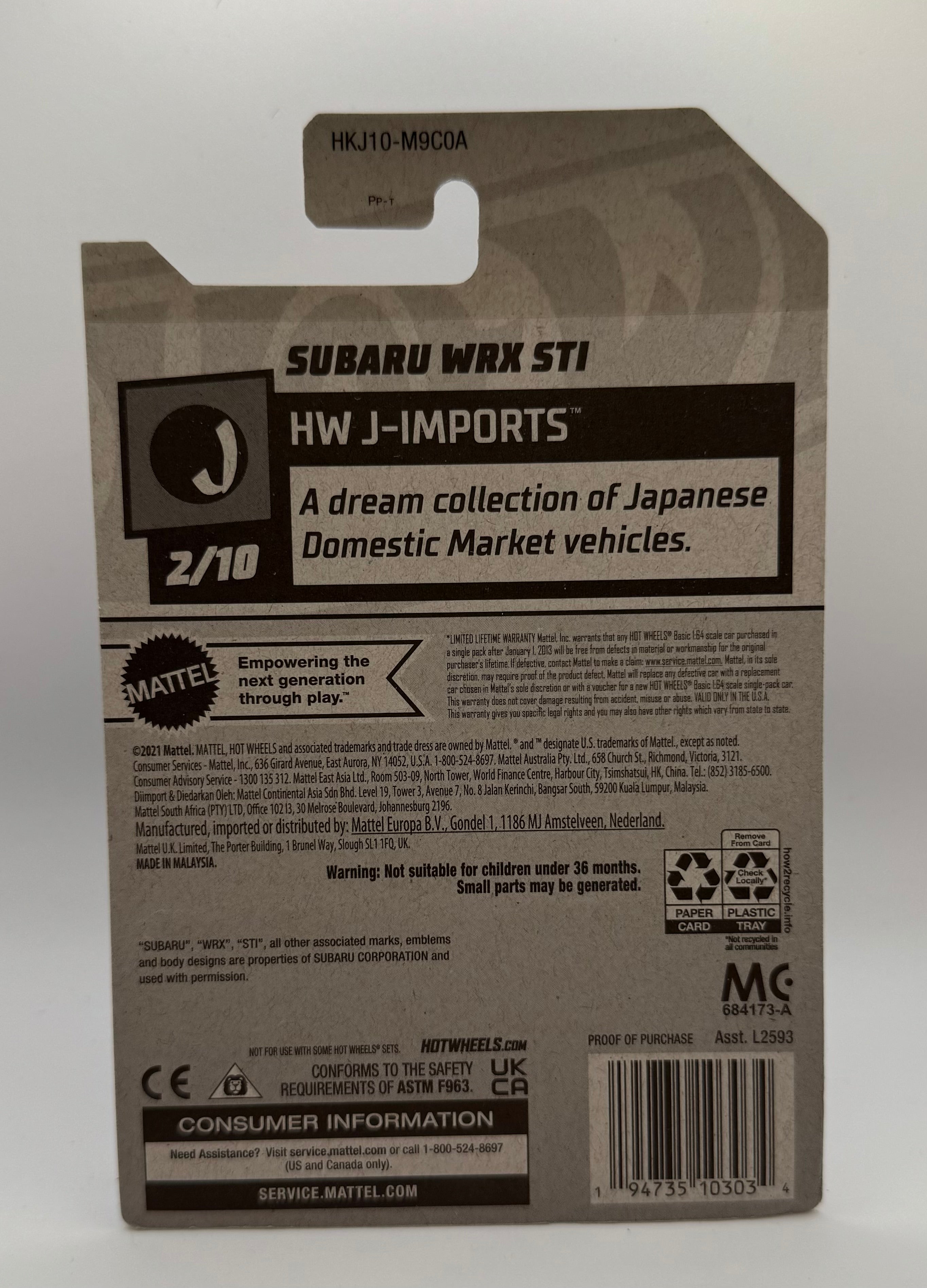 Hot Wheels JDM Subaru WRX STI Blue HW J-Imports