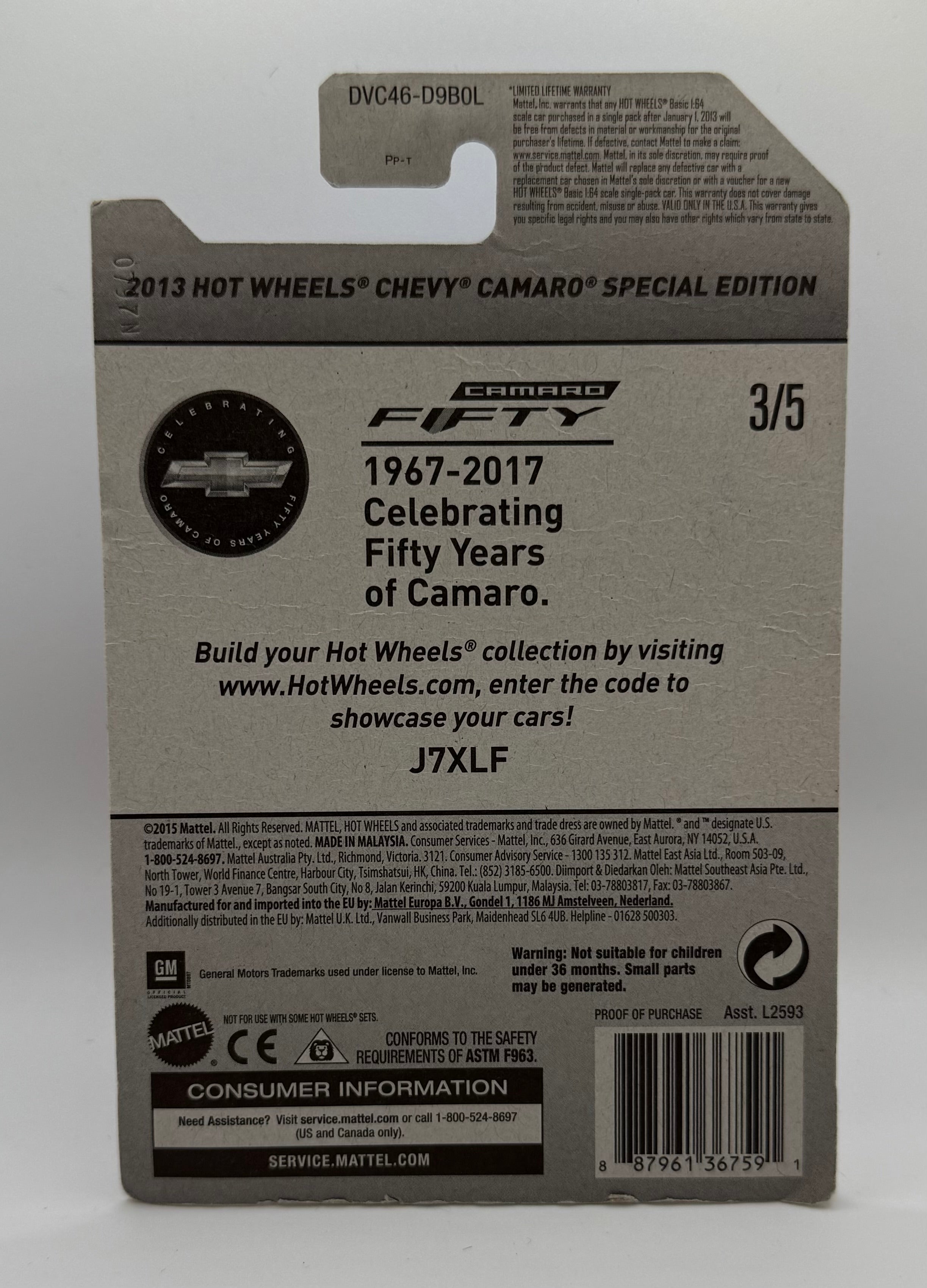 Hot Wheels 2017 Camaro Fifty 2013 Hot Wheels Chevy Camaro Special Edition