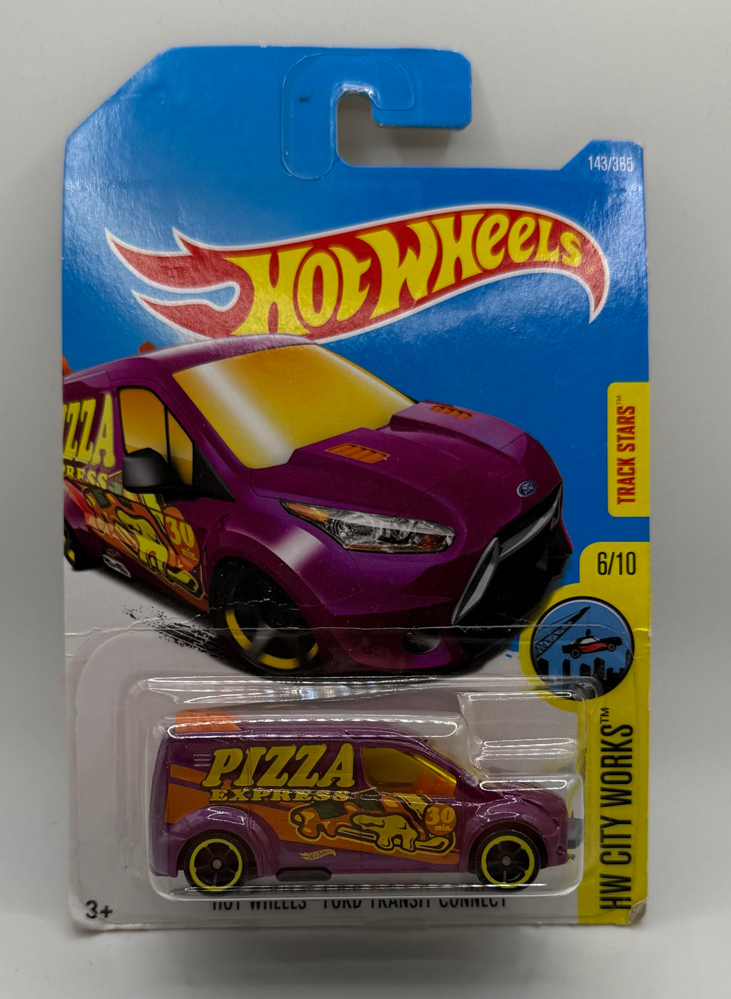 Hot Wheels Ford Transit Connect Purple (Pizza Express) 2016 HW City Works
