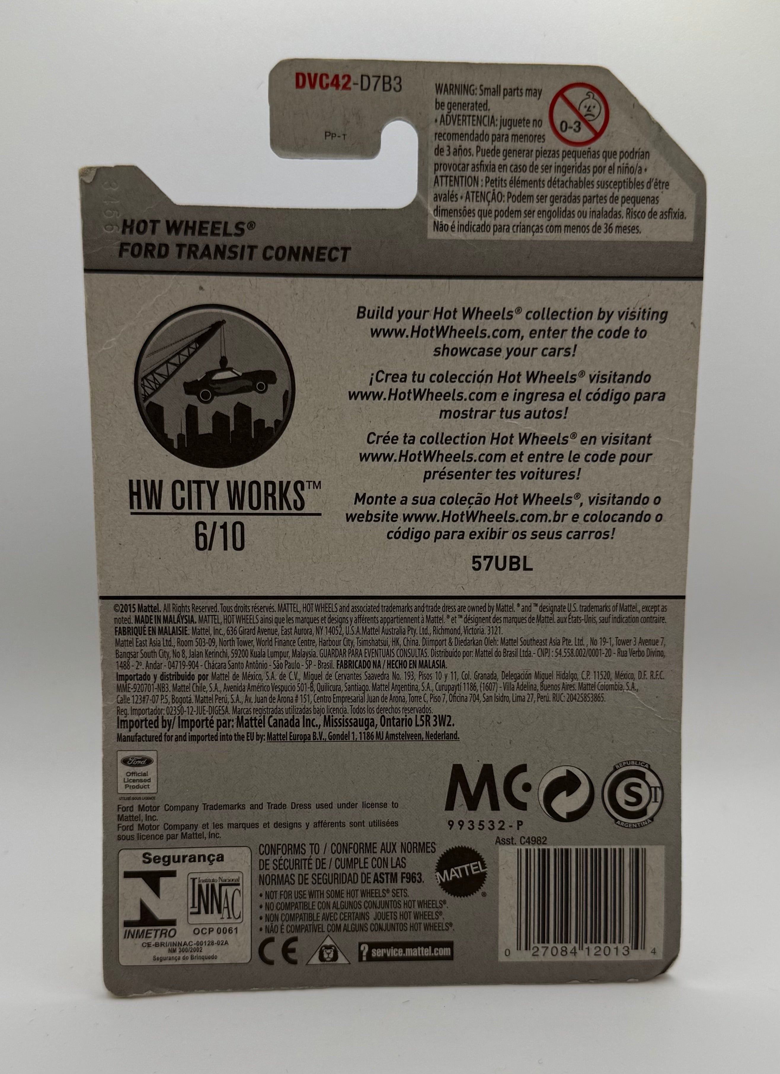 Hot Wheels Ford Transit Connect Purple (Pizza Express) 2016 HW City Works