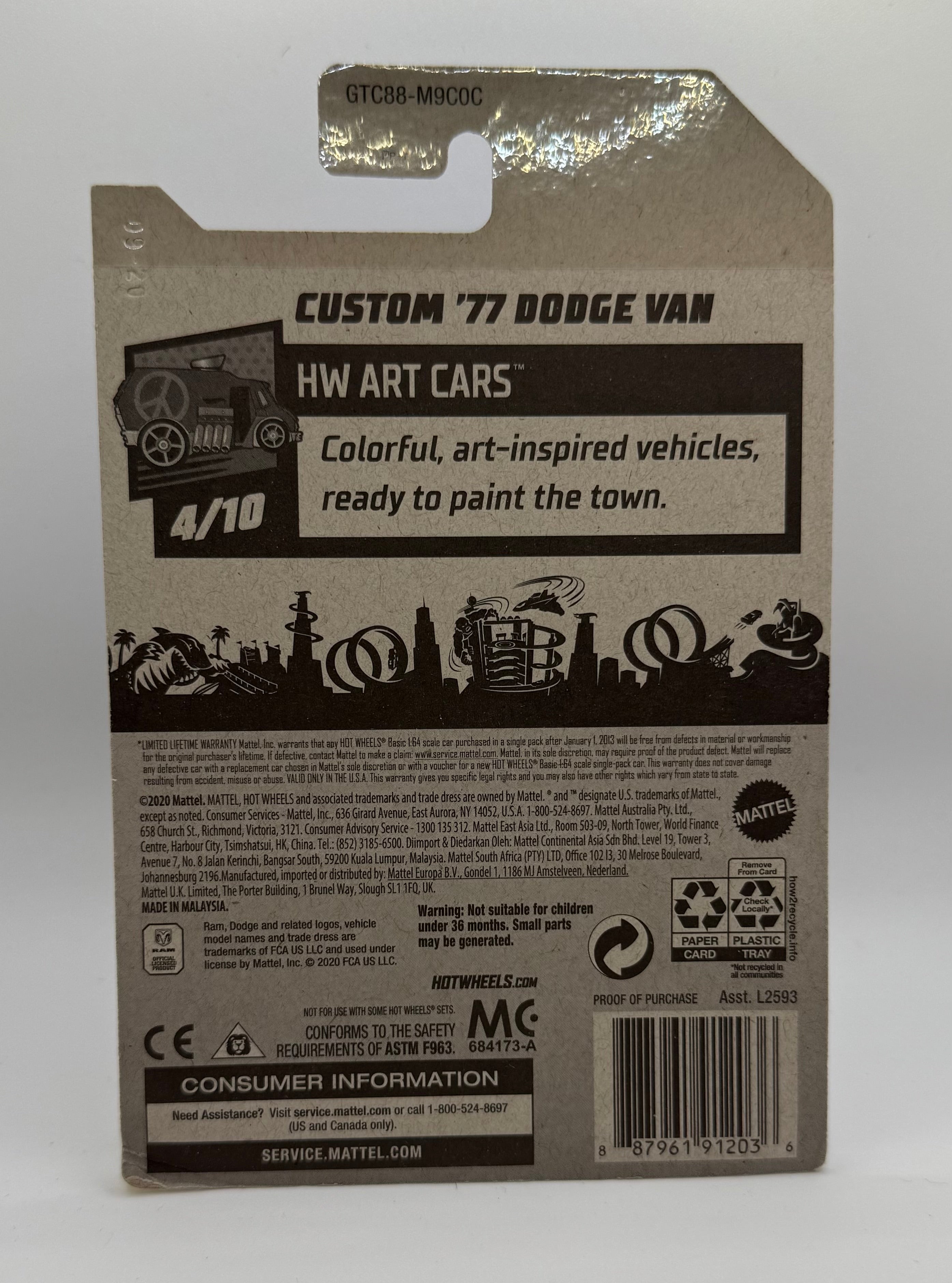 Hot Wheels 2021 Treasure Hunt HW Art Cars 4/10 Custom '77 Dodge Van White