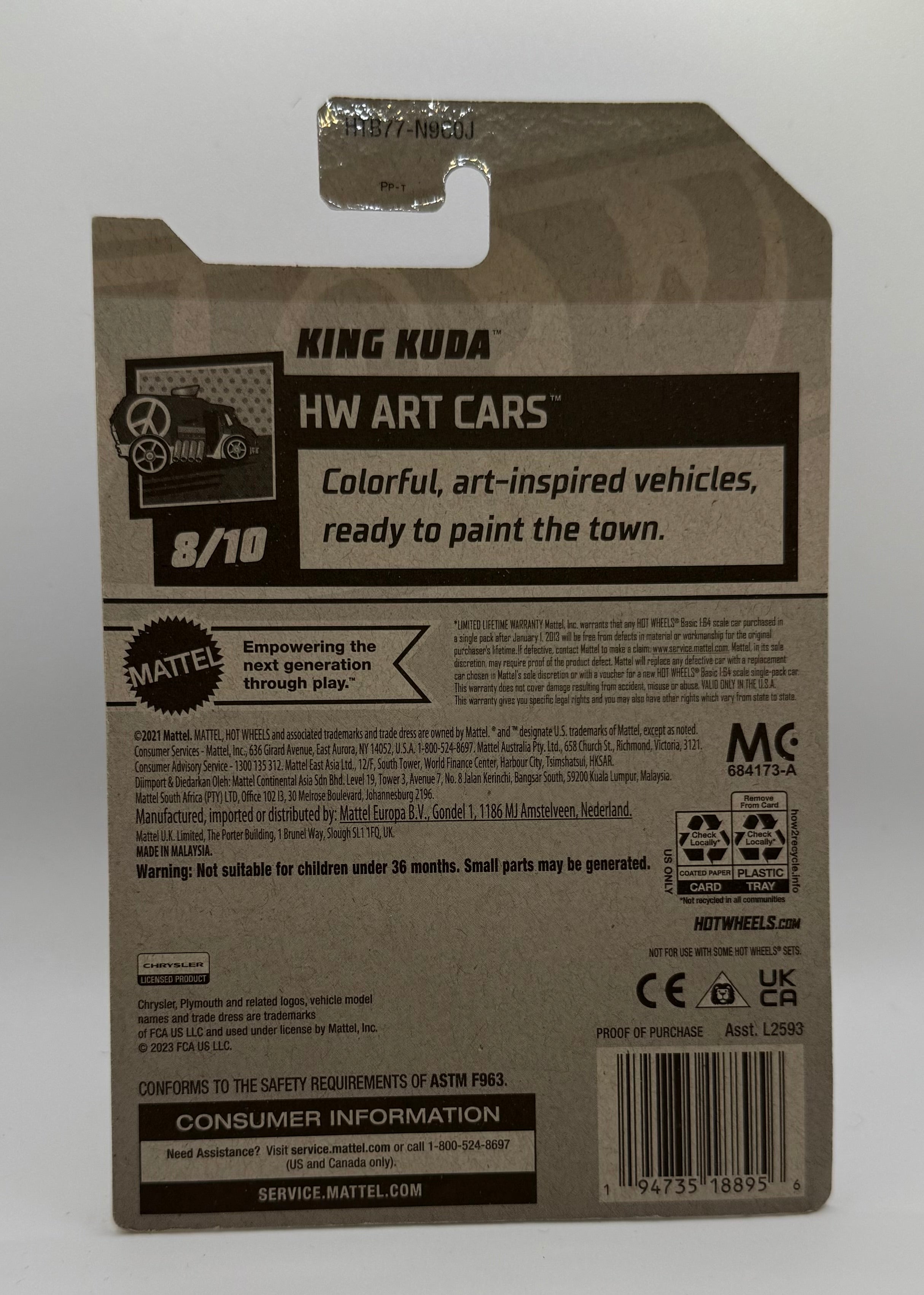 2024 Hot Wheels Hw Art Cars King Kuda, 152/250 White