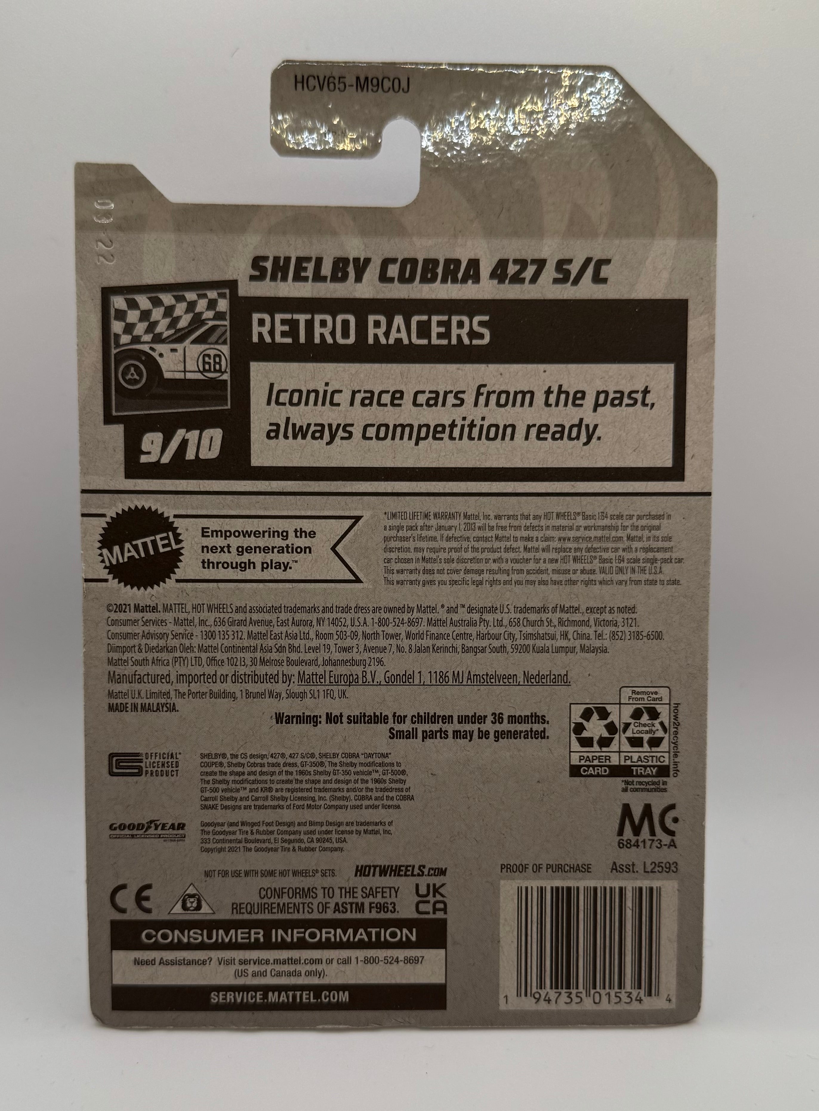 2022 Hot Wheels #152 Retro Racers Shelby Cobra 427 S/C