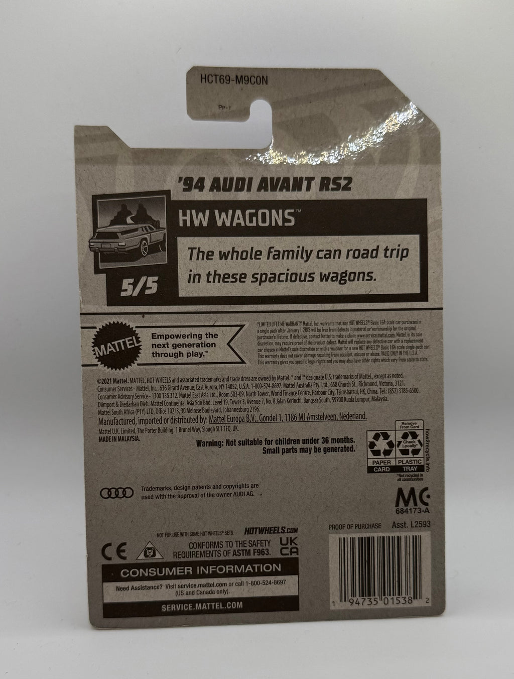 Hot Wheels HW Wagons 5/5 '94 Audi Avant RS2 228/250 Black