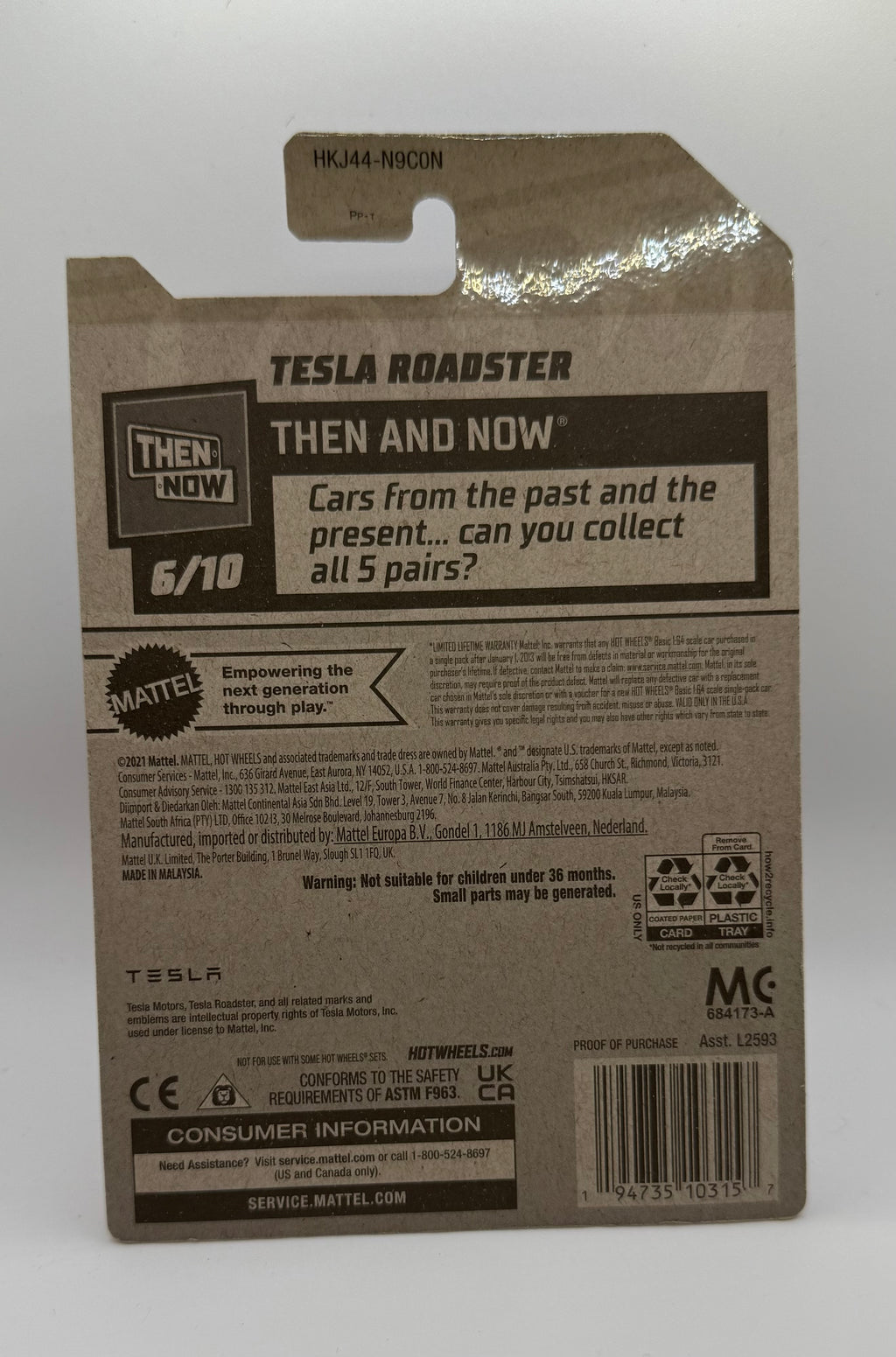 Hot Wheels Then And Now 6/10 Tesla Roadster 217/250 Orange