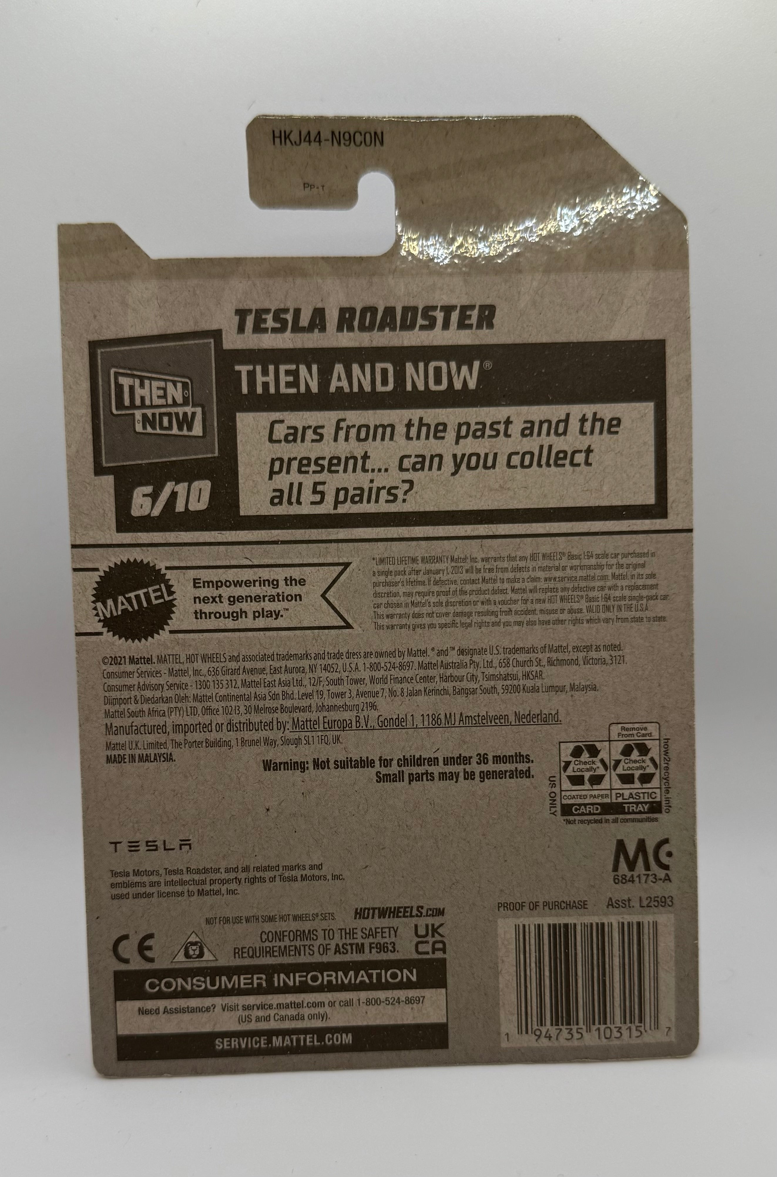 Hot Wheels Then And Now 6/10 Tesla Roadster 217/250 Orange