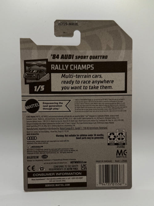 2022 Hot Wheels Rally Champs '84 Audi Sport Quattro - Yellow