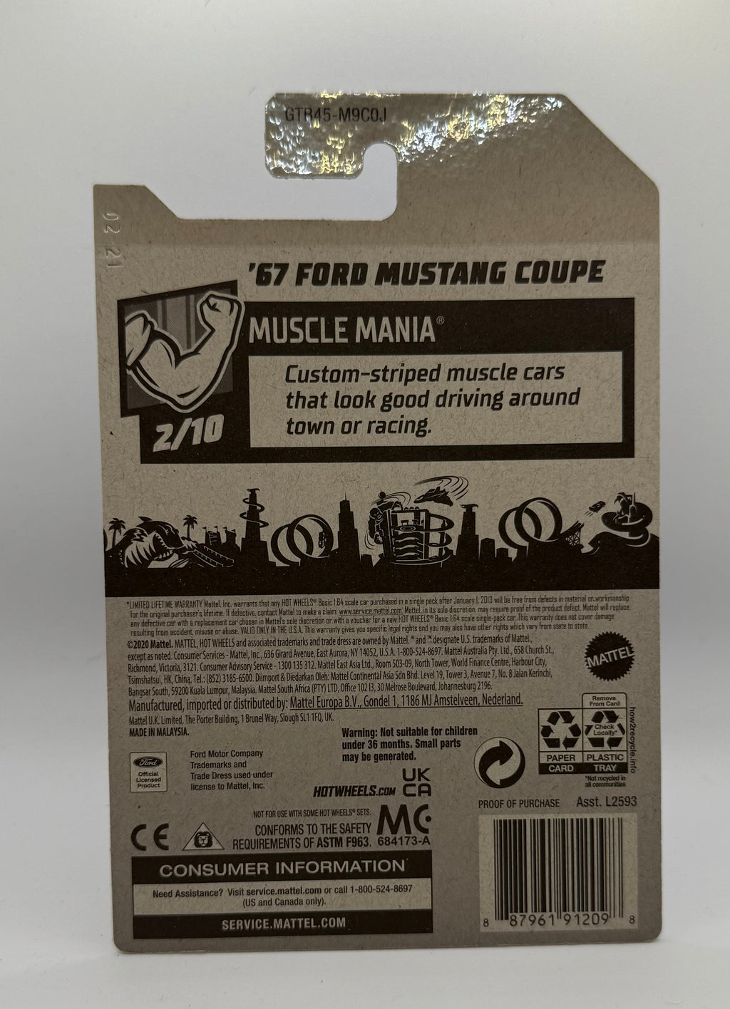 Hotwheels 67 Ford Mustang Coupe Purple