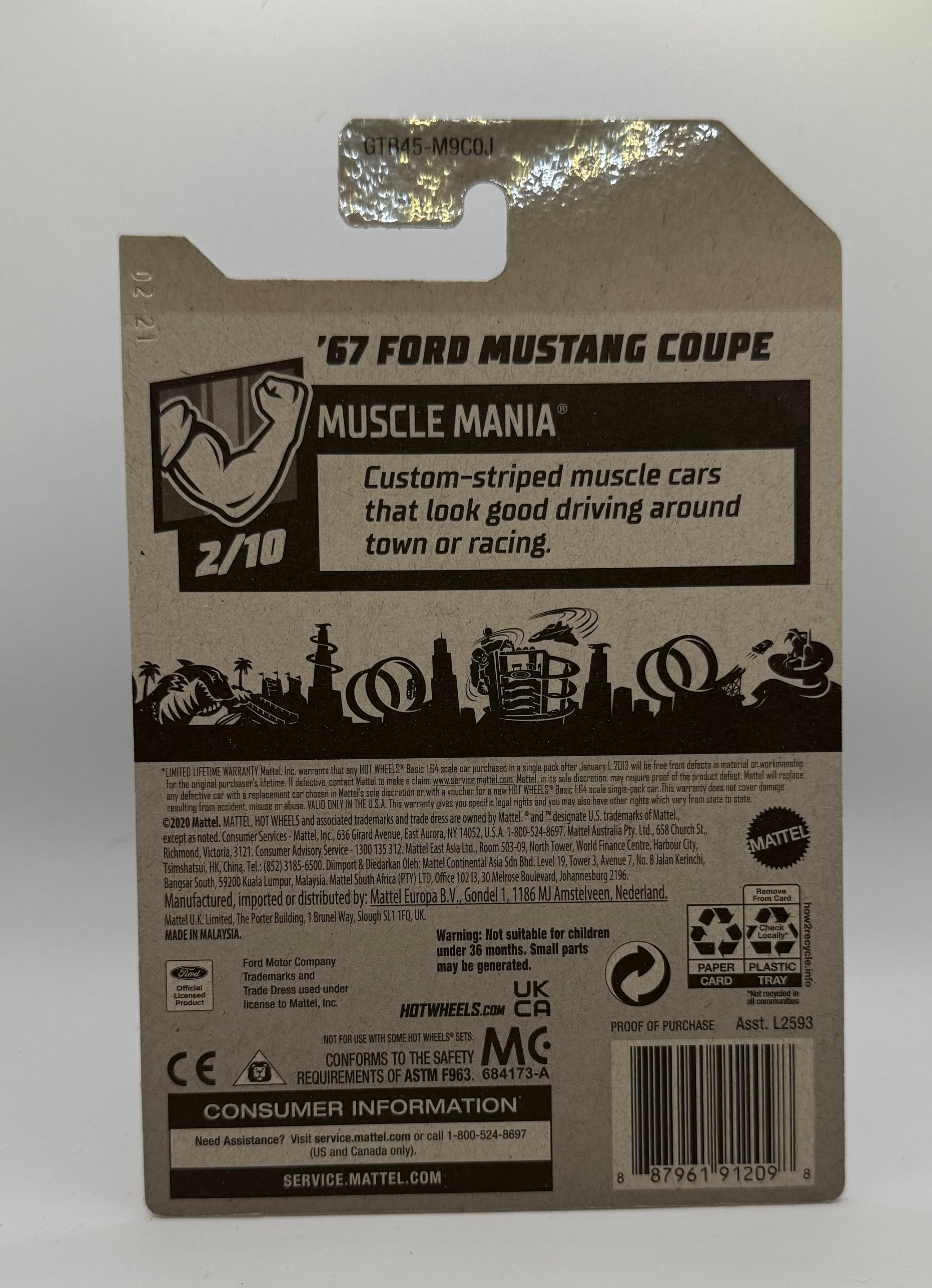 Hotwheels 67 Ford Mustang Coupe Purple