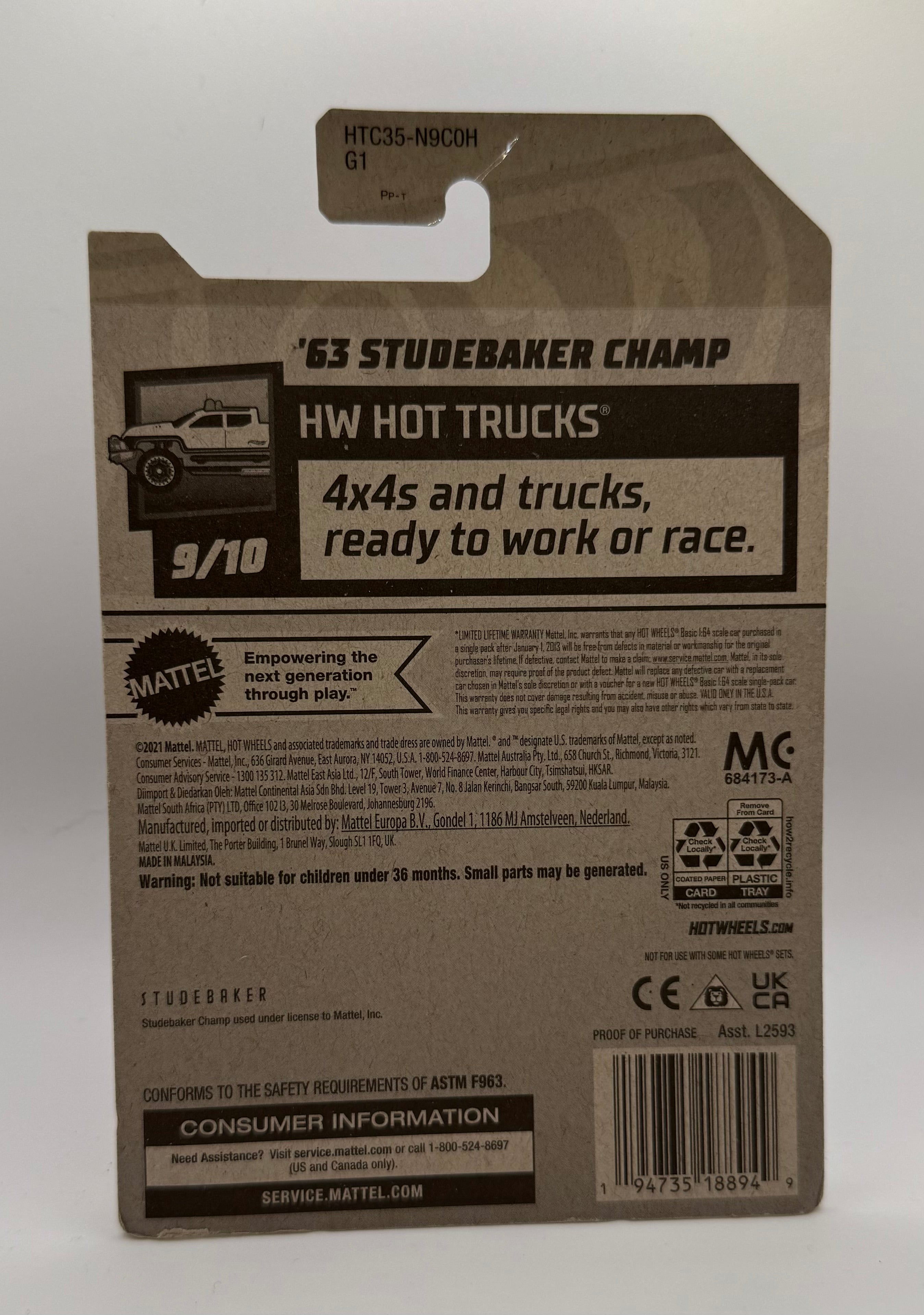 Hotwheels 63 Studebaker Champ Red