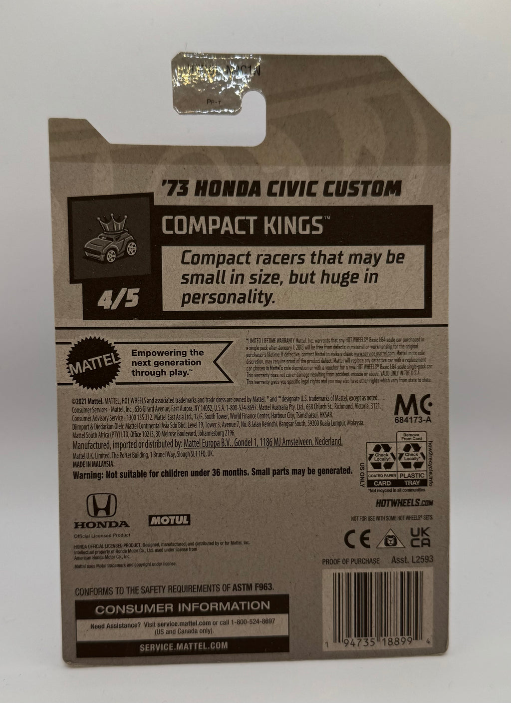 Hotwheels 73 Honda Civic Custom Blue