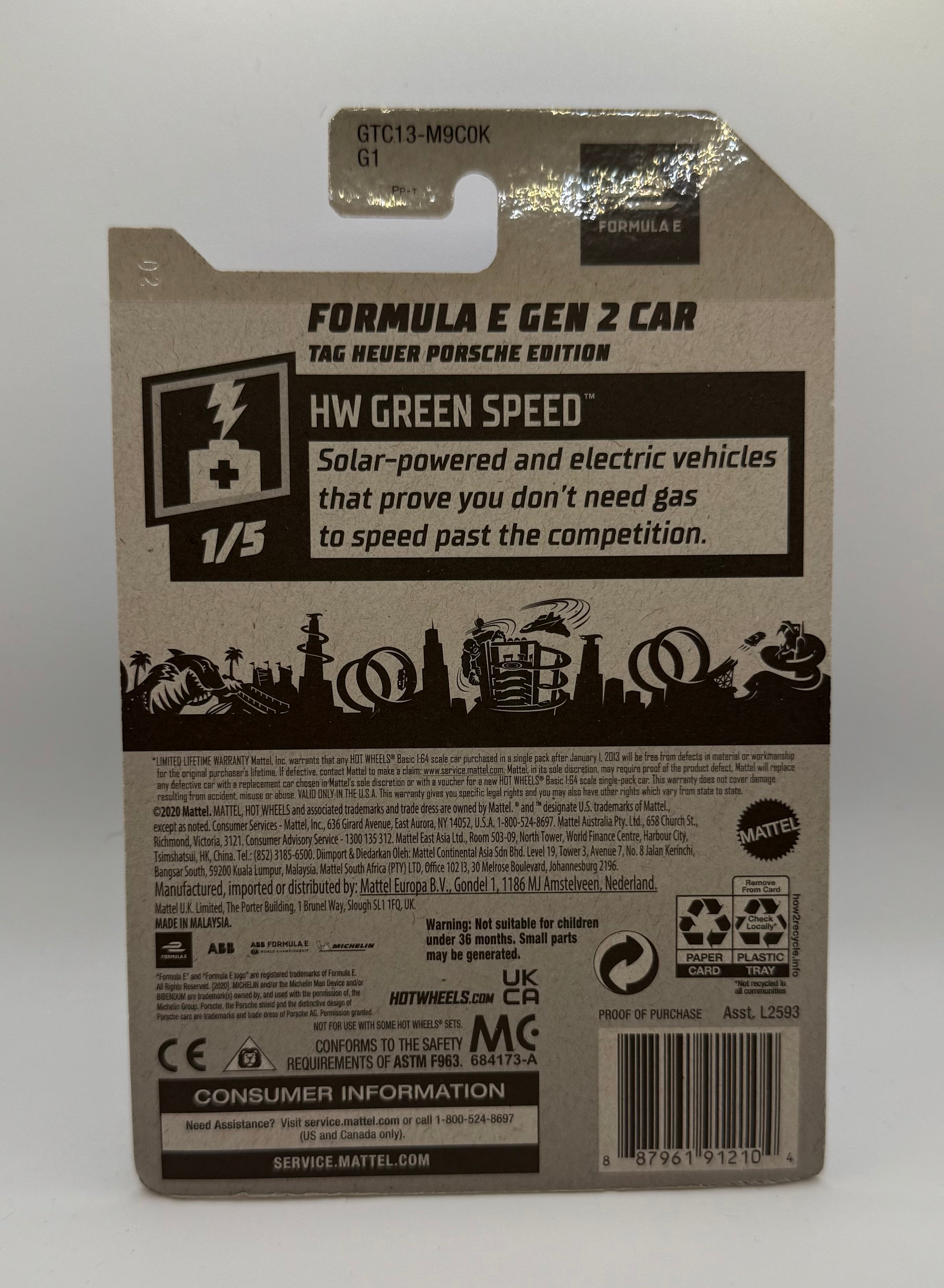 Hotwheels Formula E Gen 2 Car Tag Heuer Porsche Edition