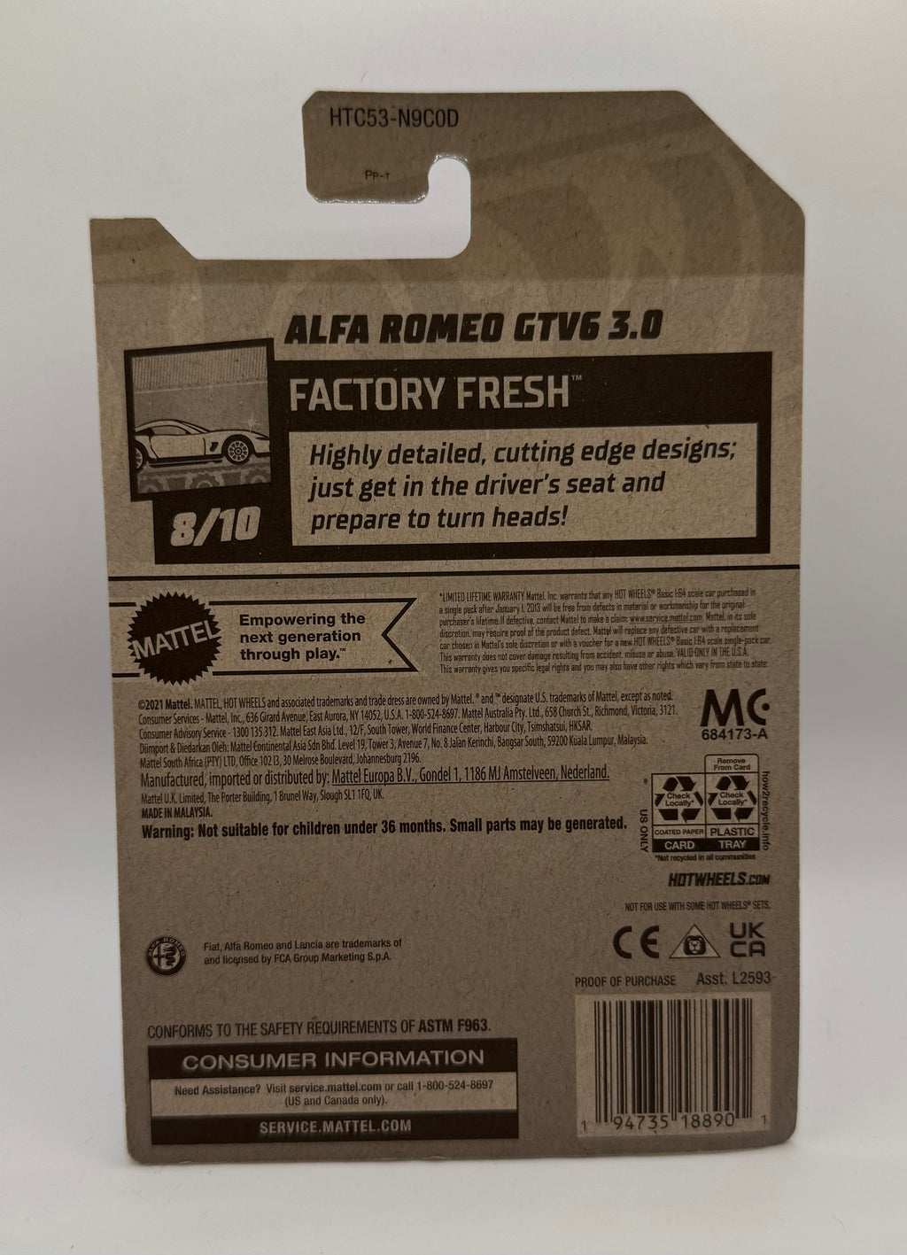 Hotwheels Alfa Romeo GTV6 3.0 Grey