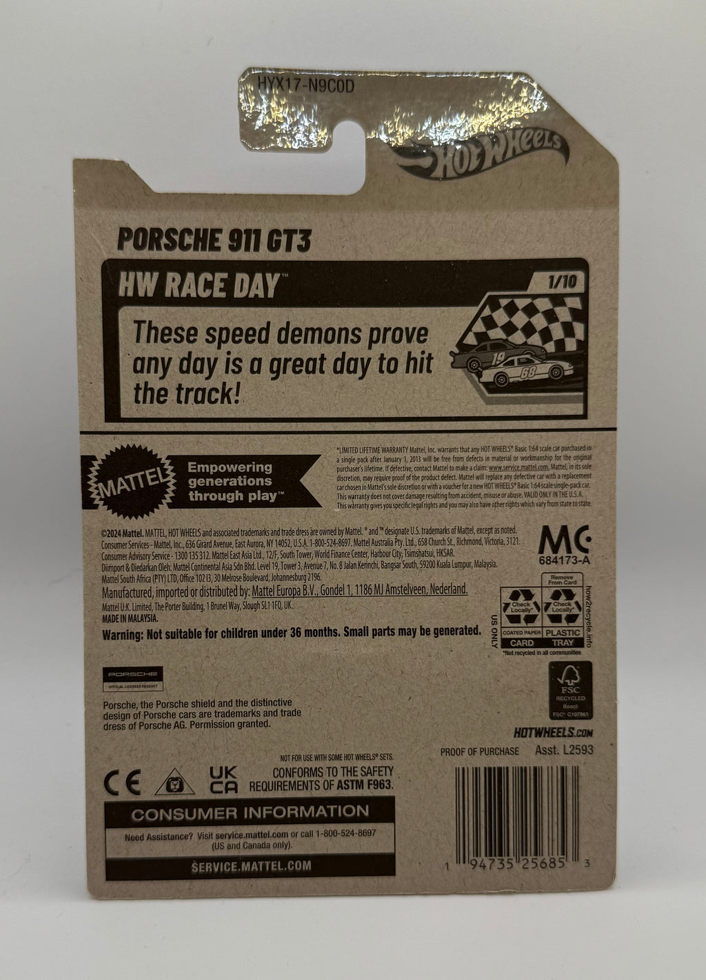 Hotwheels Porsche 911 GT3 Black