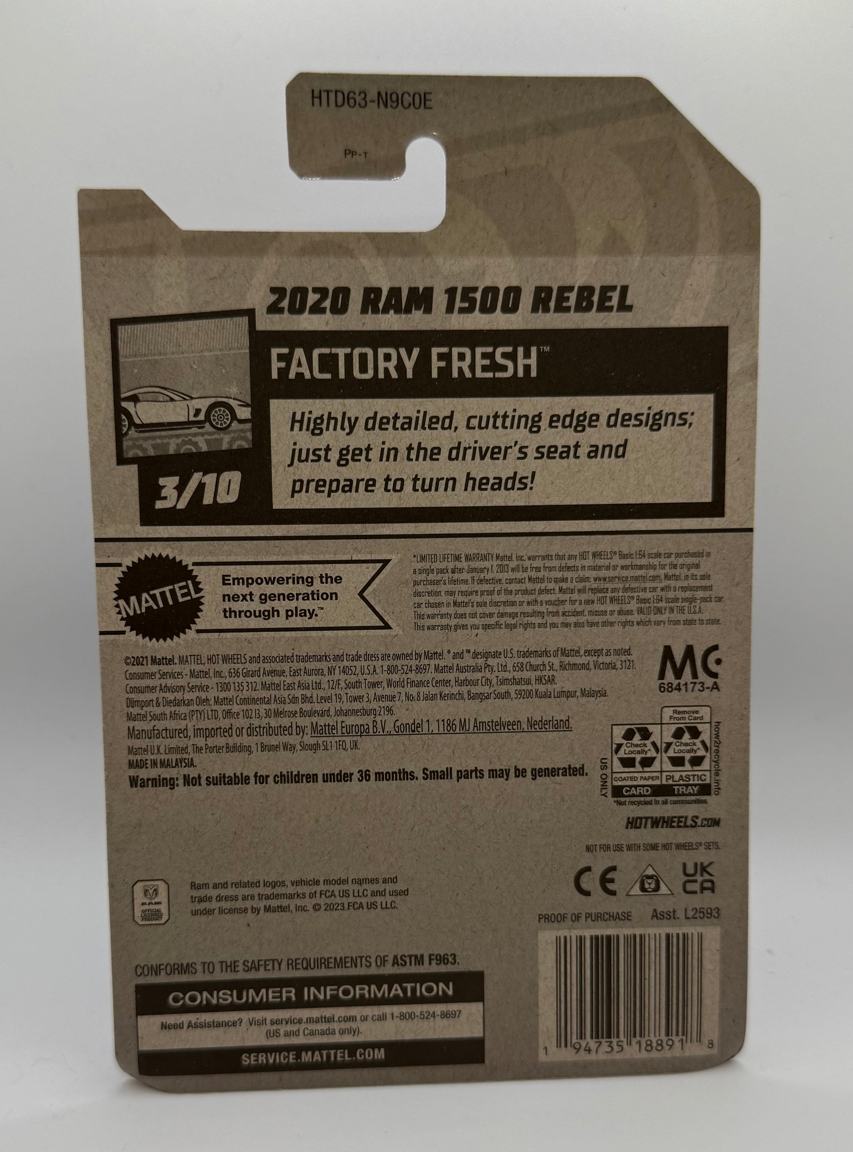 Hotwheels 2020 Ram 1500 Rebel Black