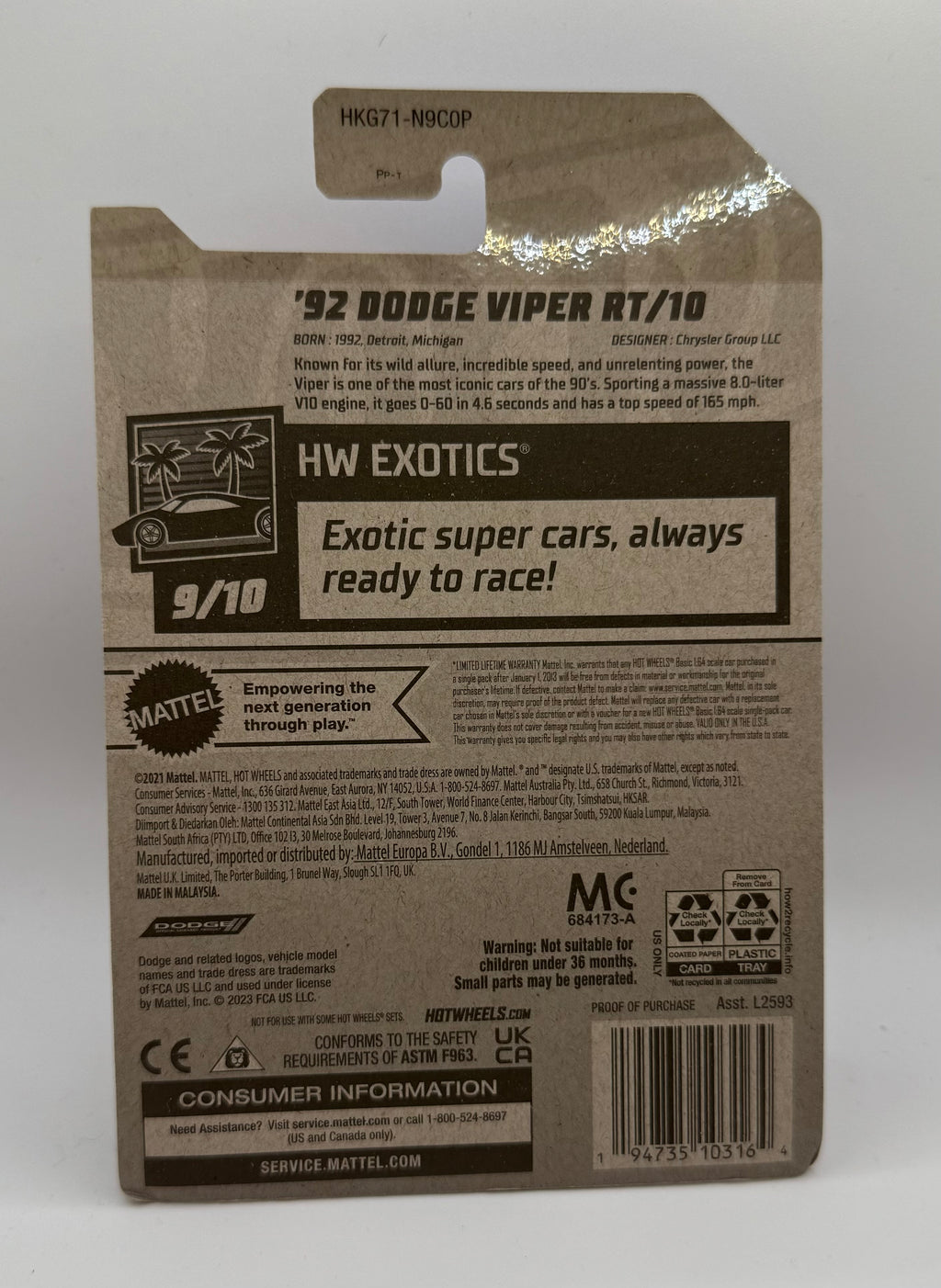 Hotwheels 92 Dodge Viper RT/10 Red