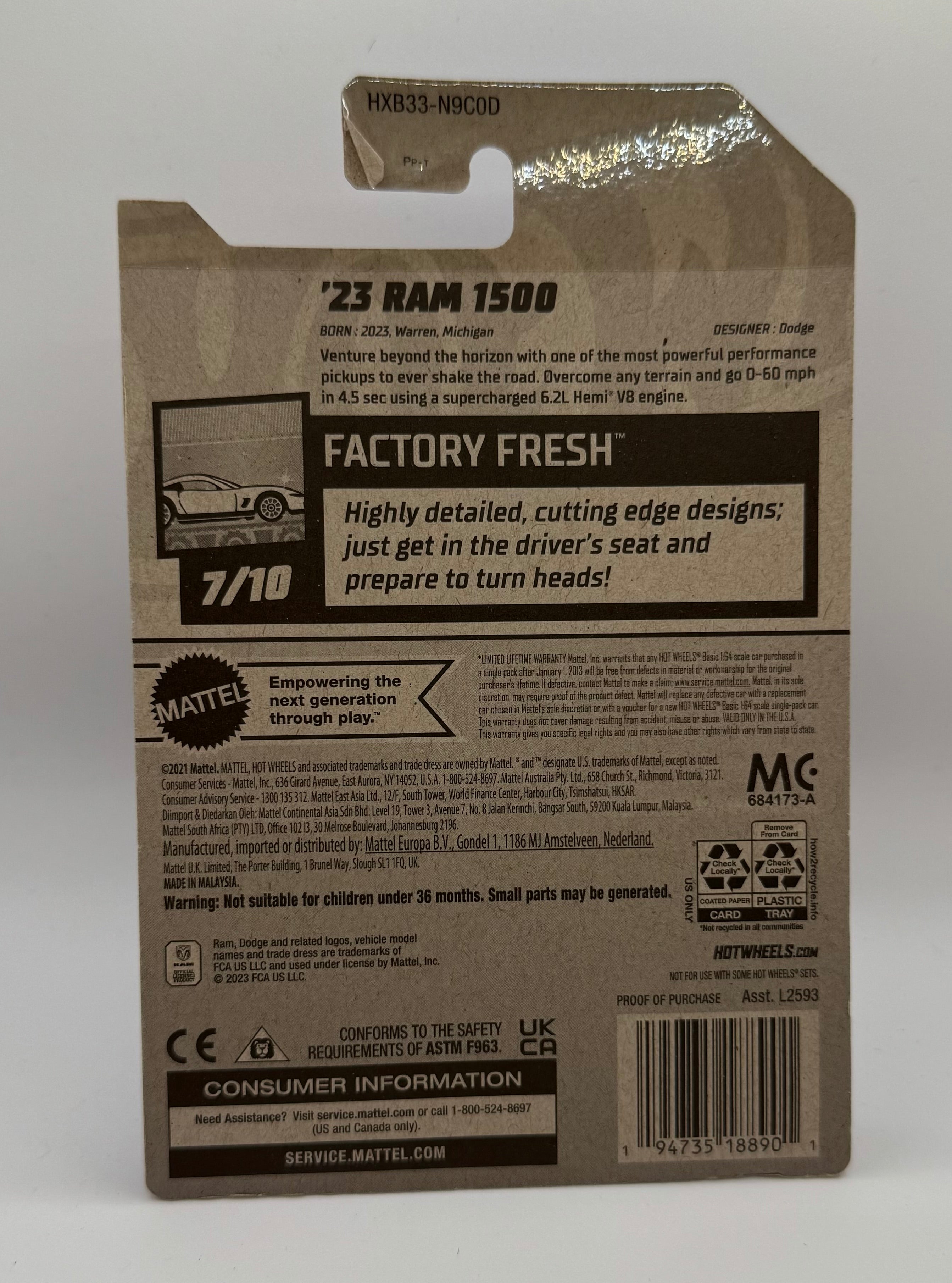 Hotwheels 23 Ram 1500 Red