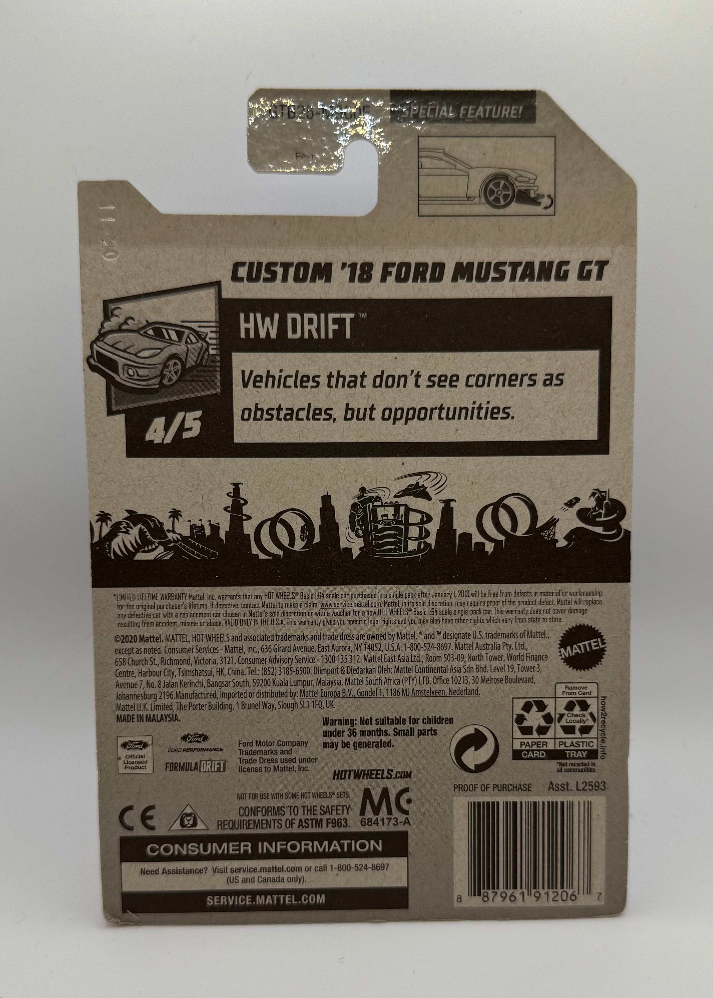 Hotwheels Custom 18 Ford Mustang GT Formula Drift